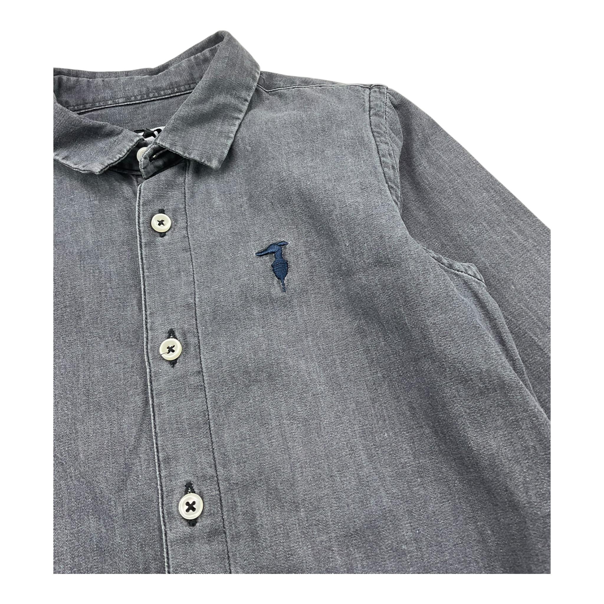 TRUSSARDI camicia tinta unita in denim Grigio per Bambino TBA25116CA GRIGIO TRUSSARDI