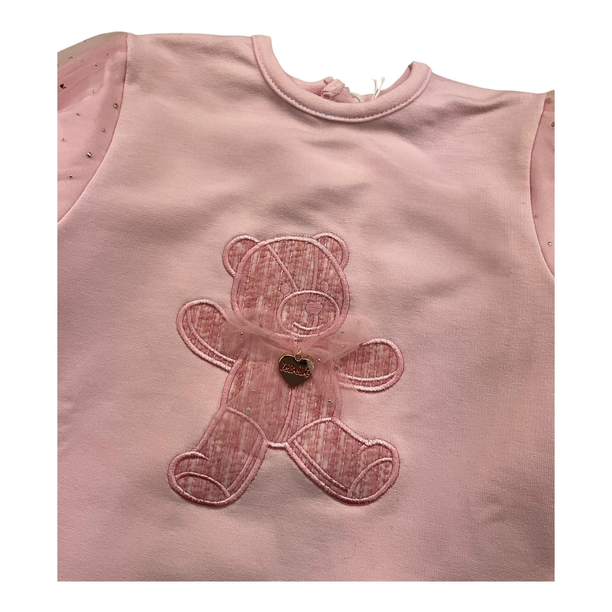 LE BEBE' felpa chiusa tinta unita con maniche in tulle Rosa per Neonata LBG5435 ROSA LE BEBE'