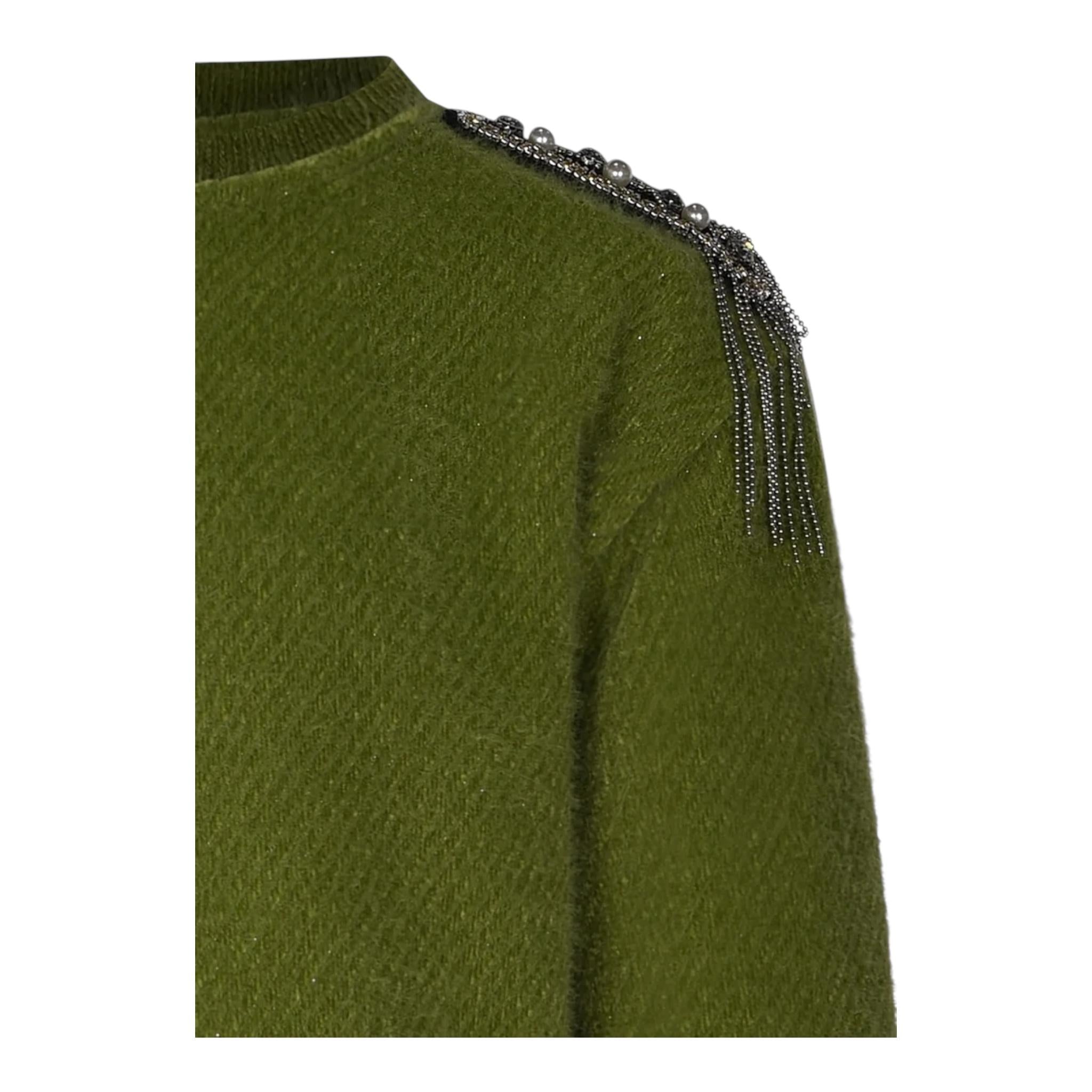 FUN & FUN maglia girocollo tinta unita cn applicazioni Verde per Bambina FCJSW00039 VERDE FUN & FUN