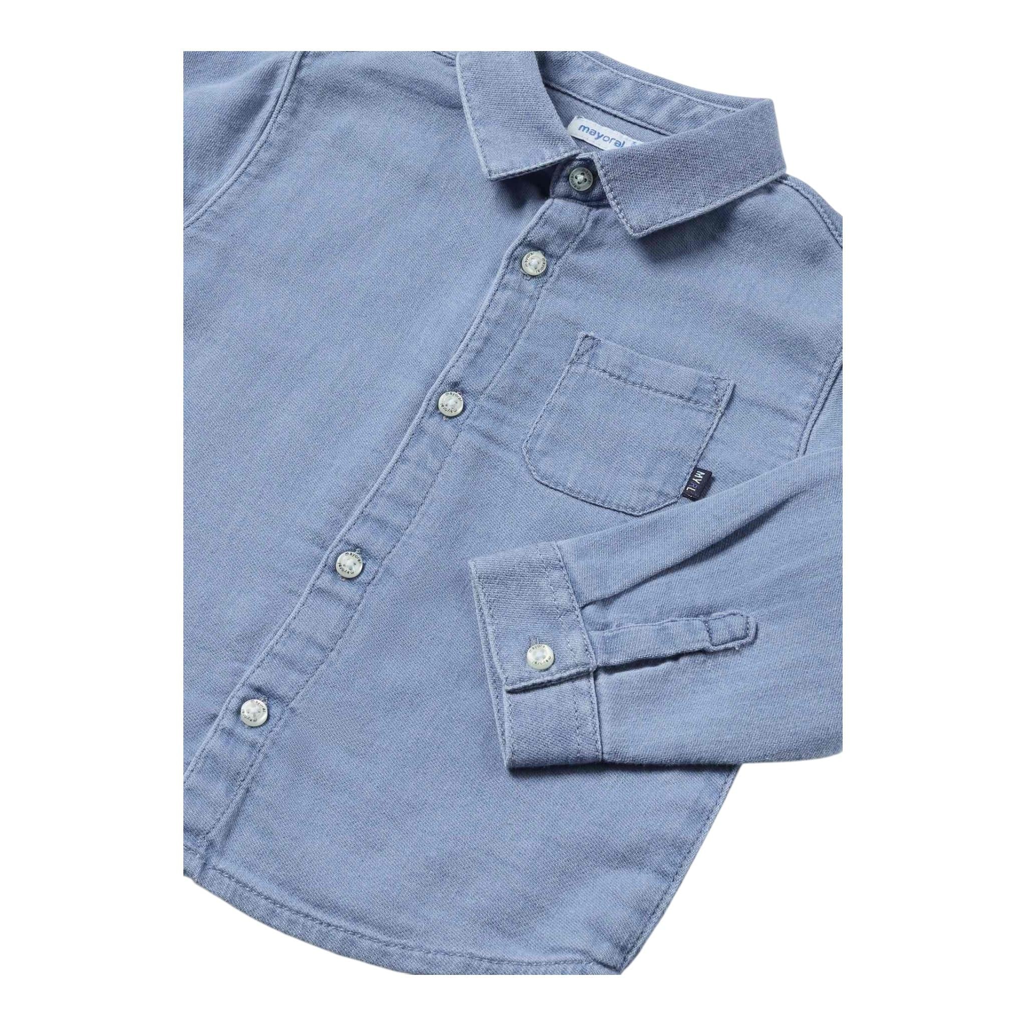 MAYORAL camicia in denim tinta unita con bottoni Azzurro per Bambino 2192XX AZZURRO MAYORAL