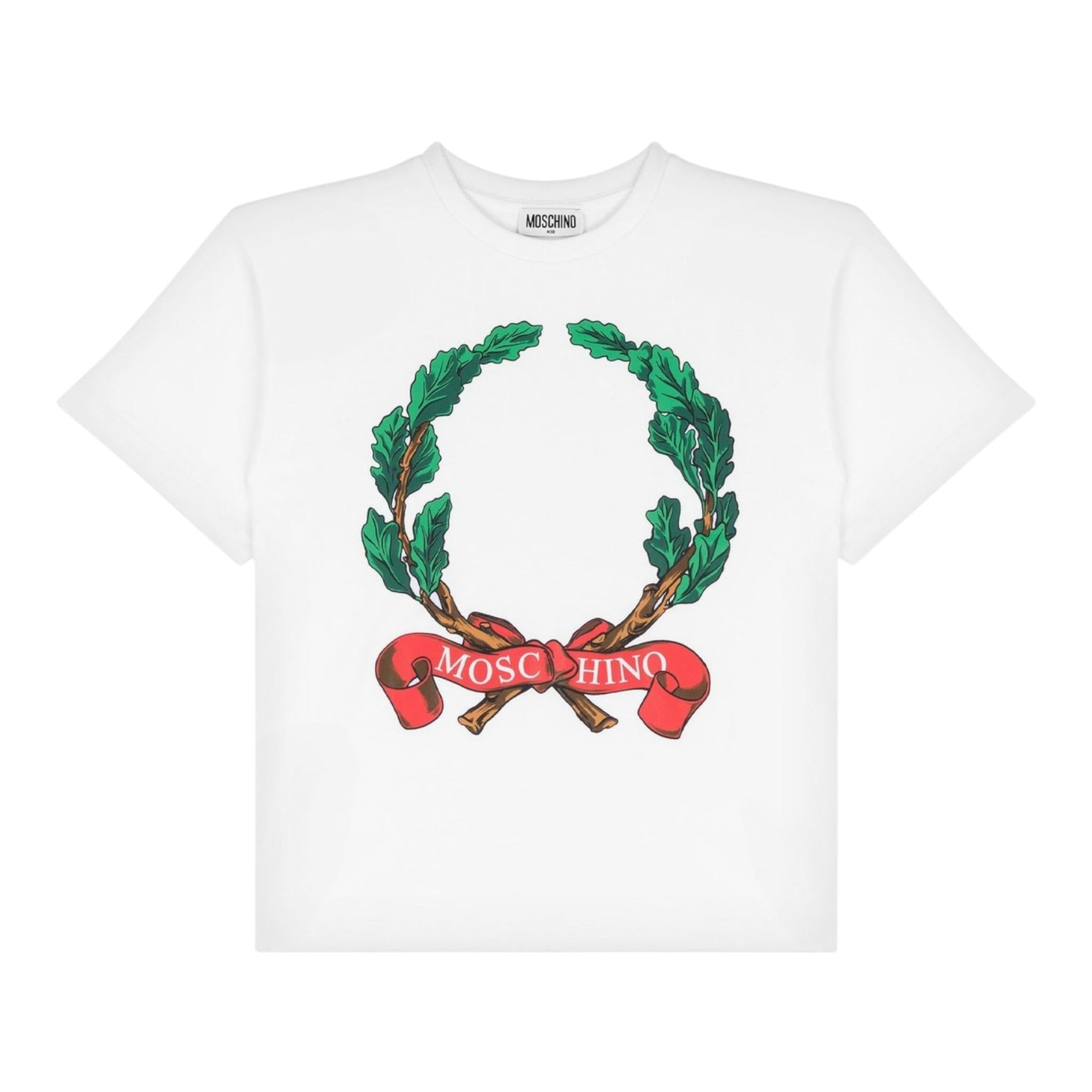 MOSCHINO t-shirt girocollo tinta unita con stampa Bianco per Bambino HAM06HX BIANCO MOSCHINO