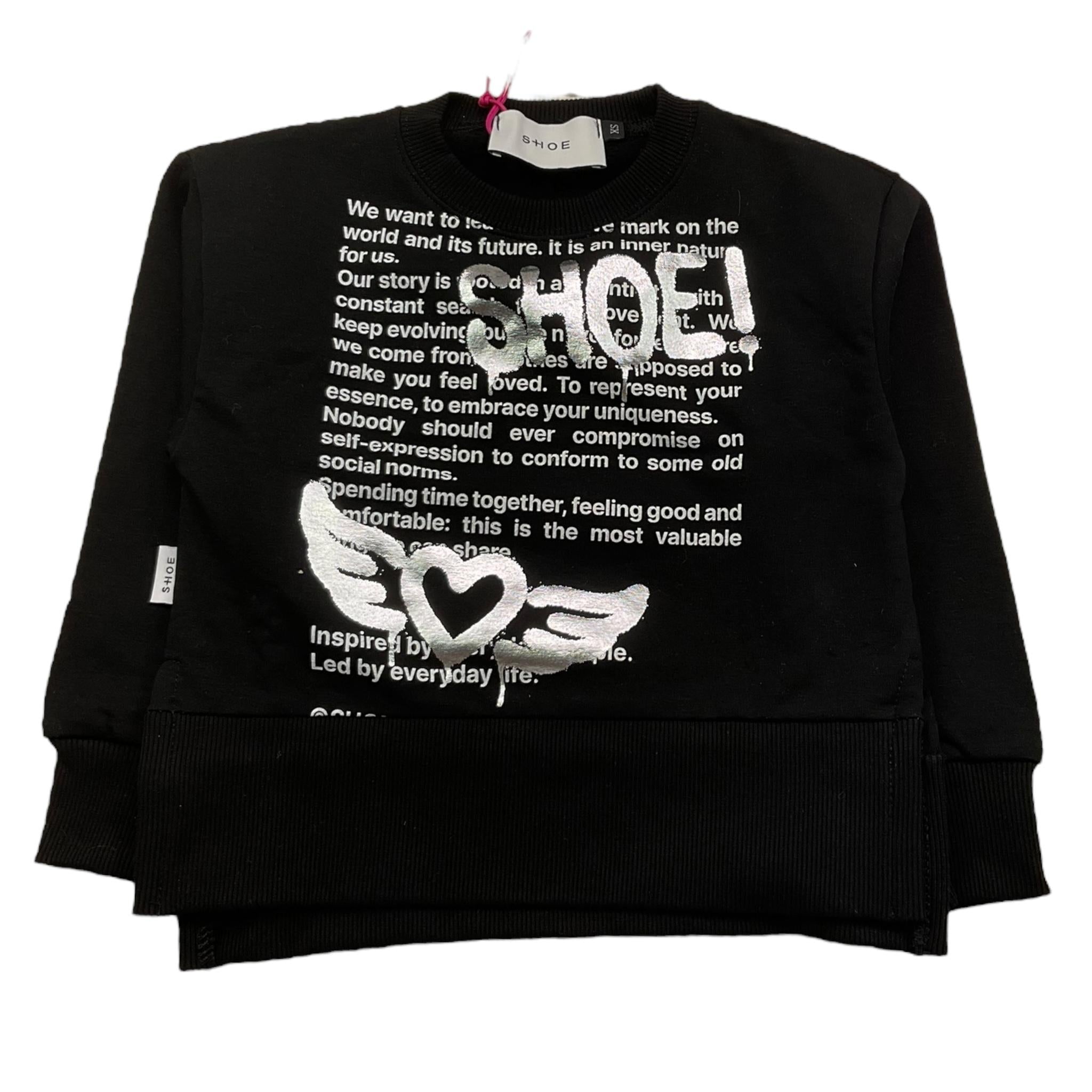 SHOE felpa chiusa girocollo tinta unita con logo Nero per Bambina GEDA2844 NERO SHOE