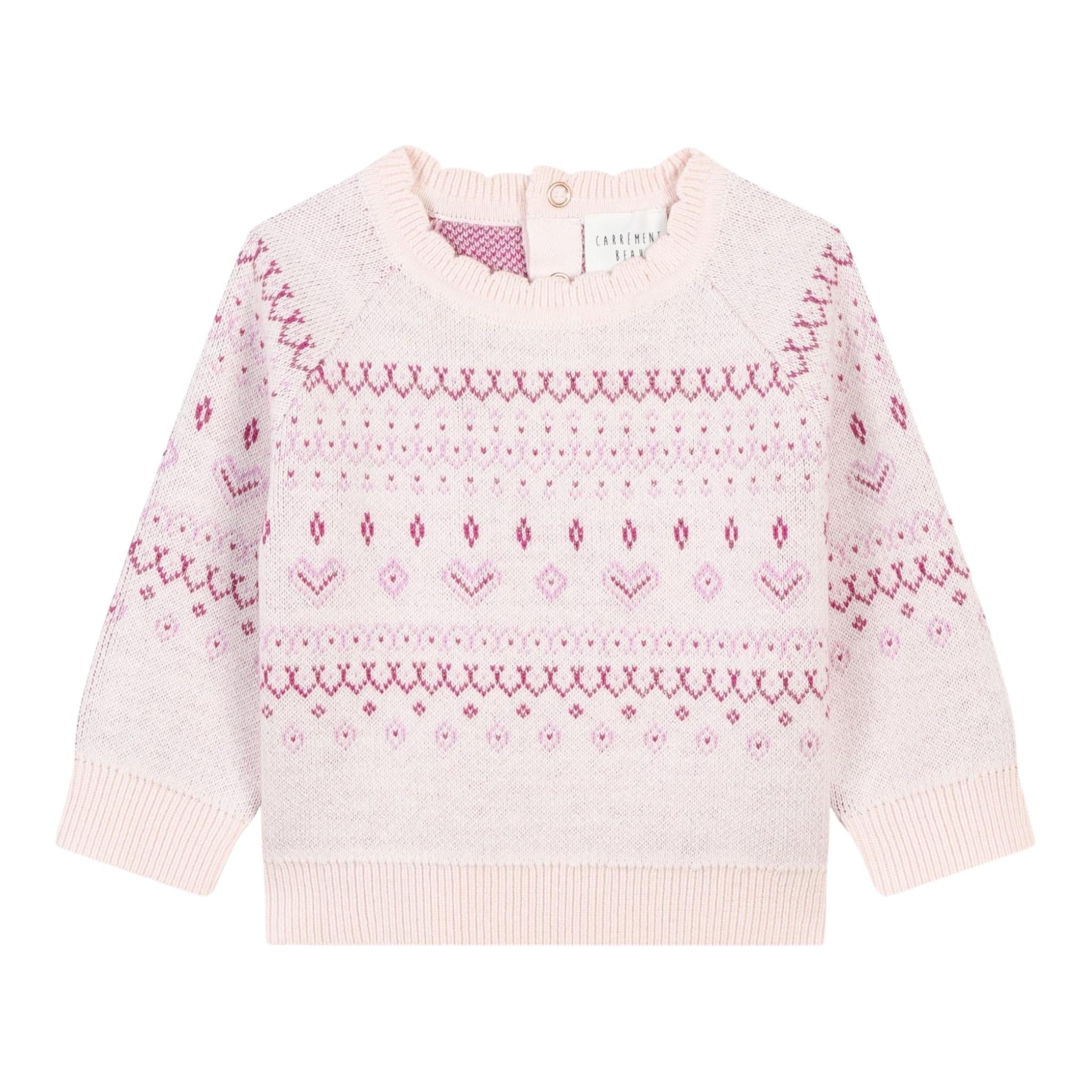 CARRE'MENT BEAU maglia girocollo tinta unita con ricami Rosa per Neonata Y30219 ROSA CARRE'MENT BEAU