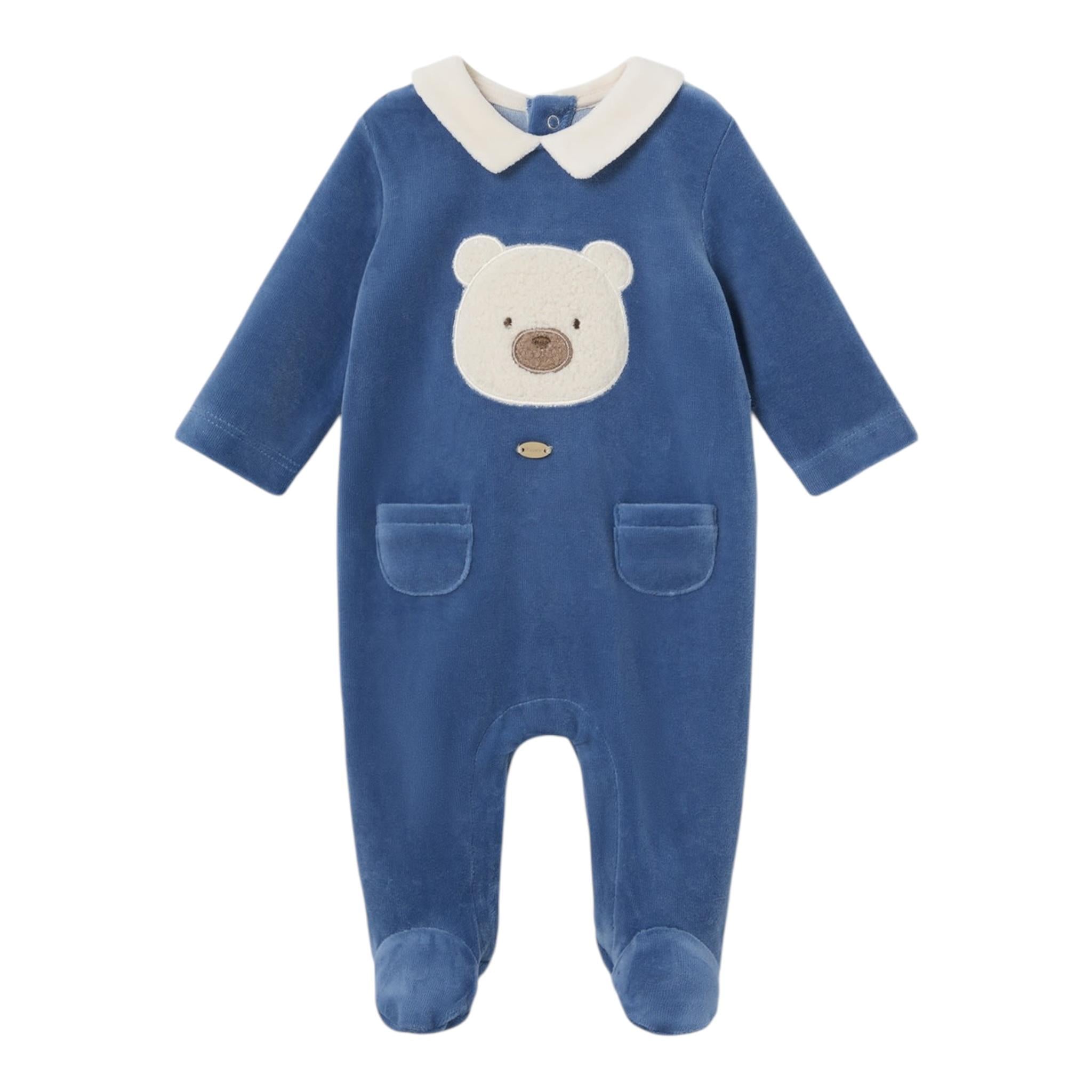 MAYORAL tutina manica lunga in ciniglia tinta unita Blu per Neonato 2793 BLU MAYORAL