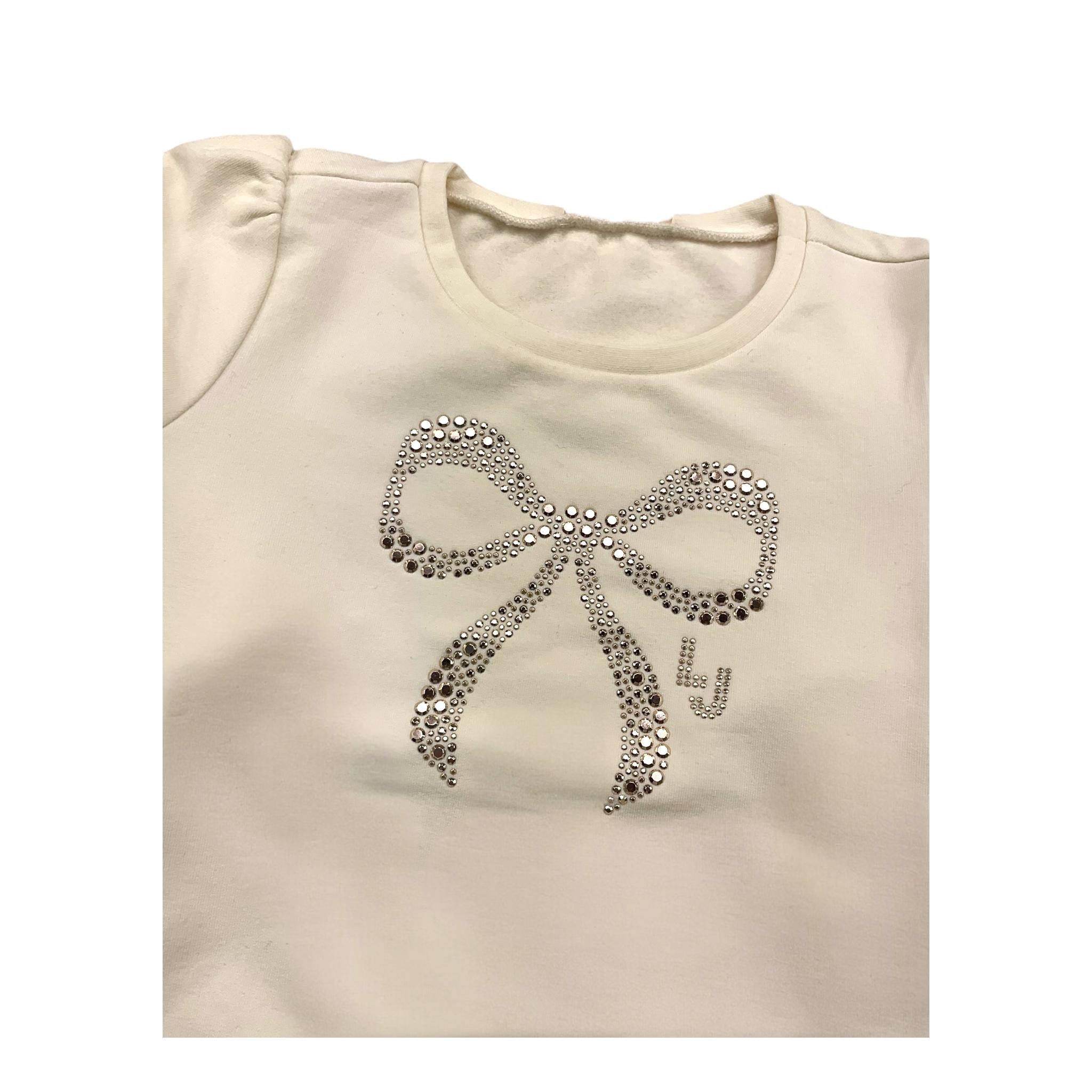 LIU JO felpa chiusa girocollo tnta unita con brillantini Panna per Bambina KF4108XX PANNA LIU JO