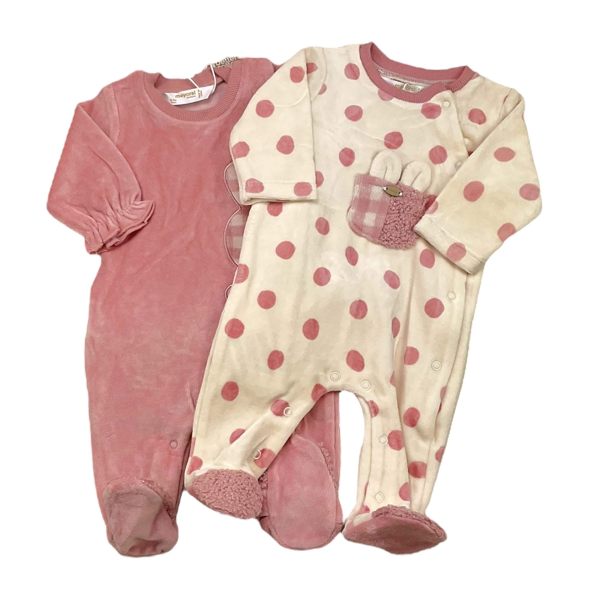 MAYORAL set tutine manica lunga tinta unita in ciniglia Rosa per Neonata 2781X ROSA MAYORAL