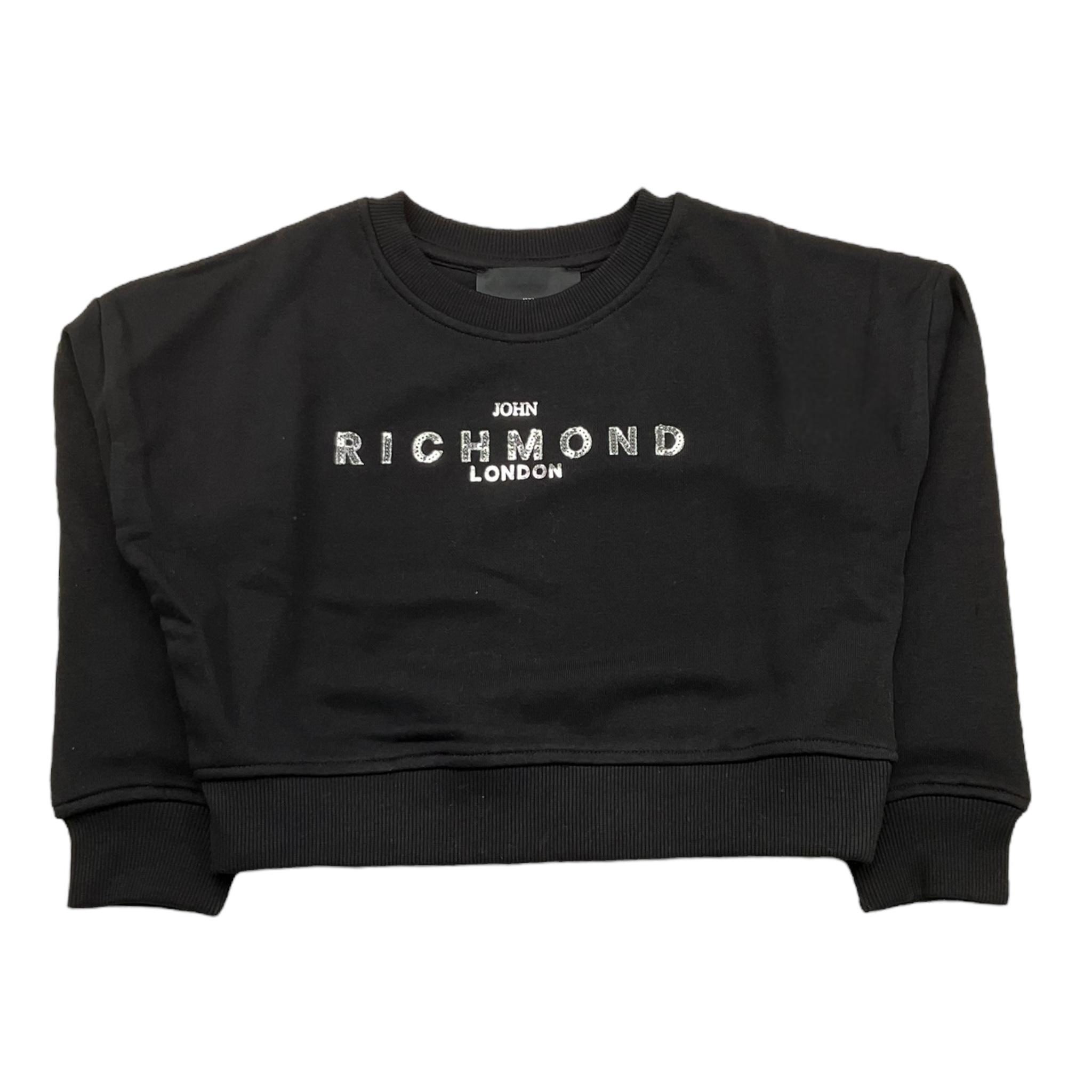 JOHN RICHMOND felpa tinta unita girocollo con stampa Nero per Bambina RGA24053FEJX NERO JOHN RICHMOND