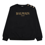 BALMAIN felpa girocollo tinta unita con stampa Nero per Bambina BV4B10 NERO BALMAIN