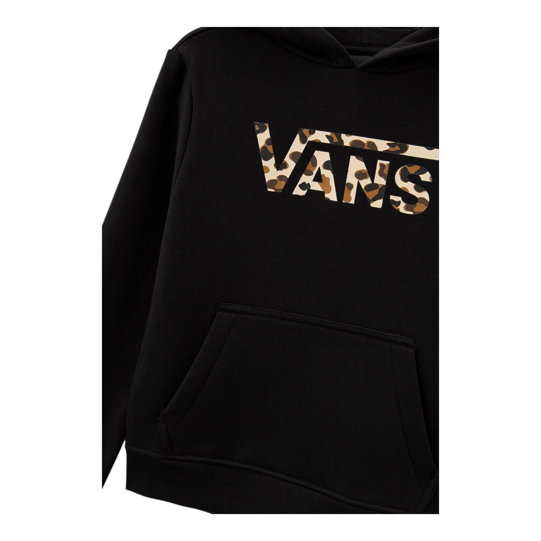 VANS felpa chiusa con cappuccio tinta unita con stampa logo Nero per Bambina VN00K8WBLK NERO VANS