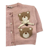 LE BEBE' cardigan tinta unita con orsi Rosa per Neonata LBB4704 ROSA LE BEBE'