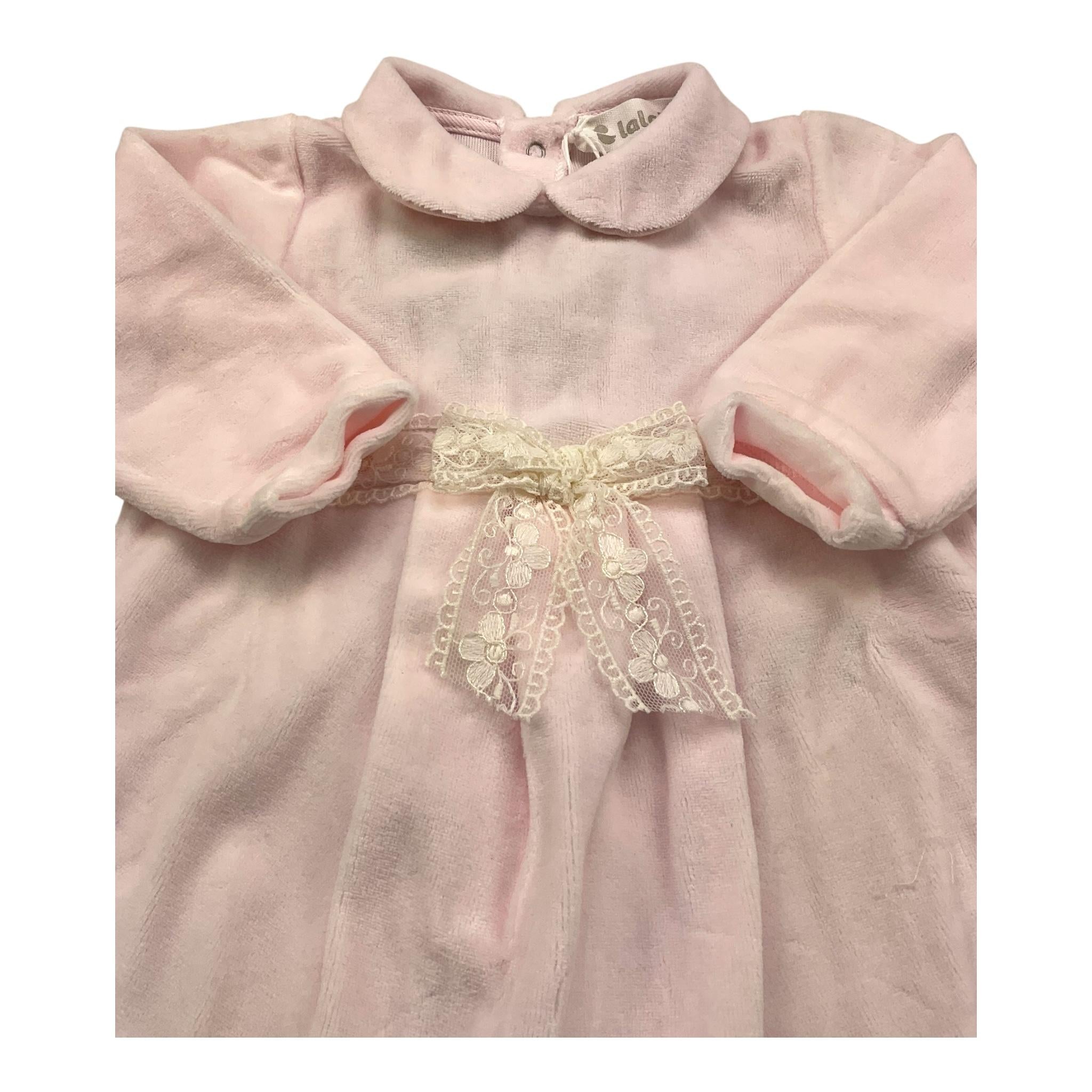 LALALU' tutina manica lunga tinta unita in ciniglia Rosa per Neonata TCL06NXX ROSA LALALU'