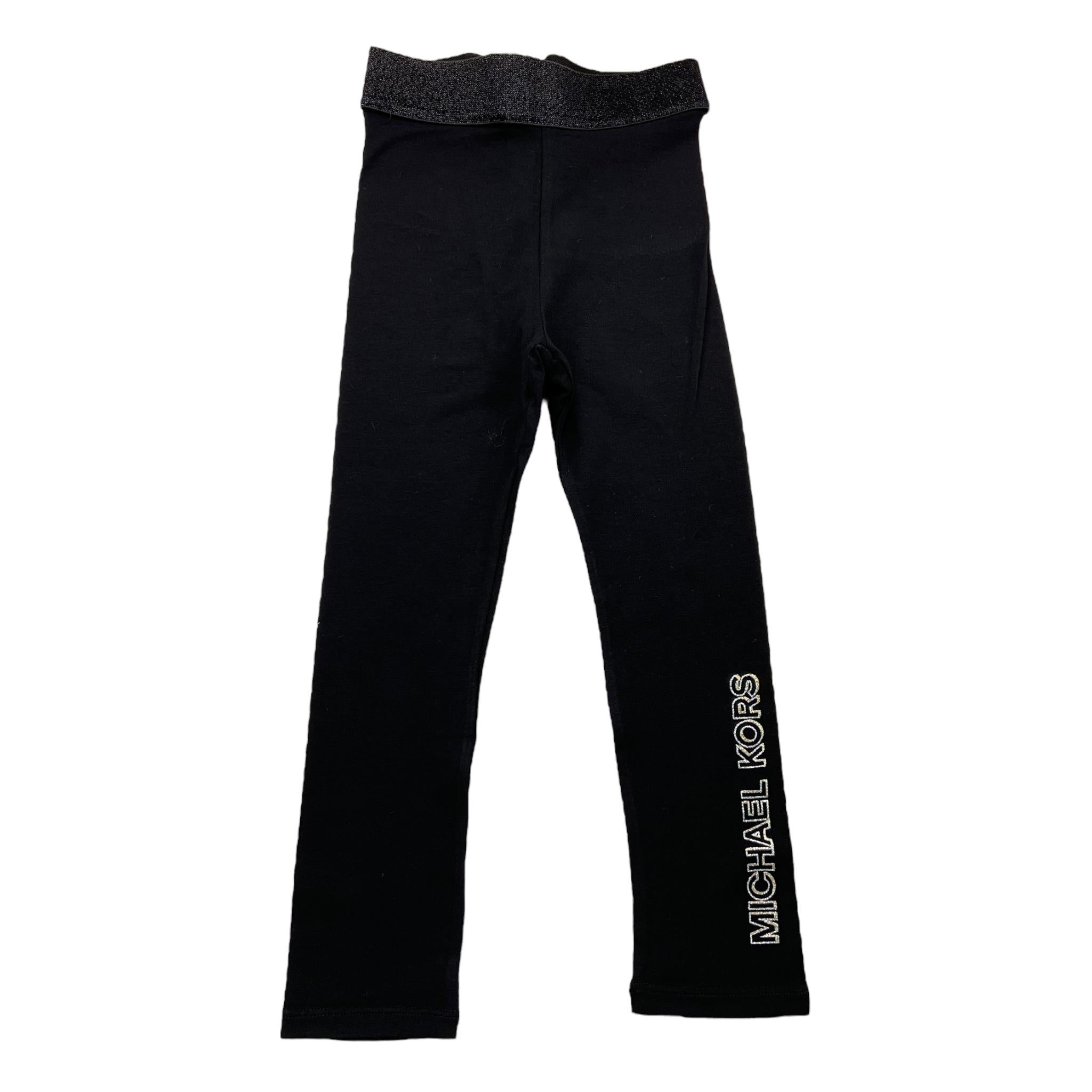 MICHAEL KORS leggins tinta unita con stampa logo Nero per Bambina R30178 NERO MICHAEL KORS