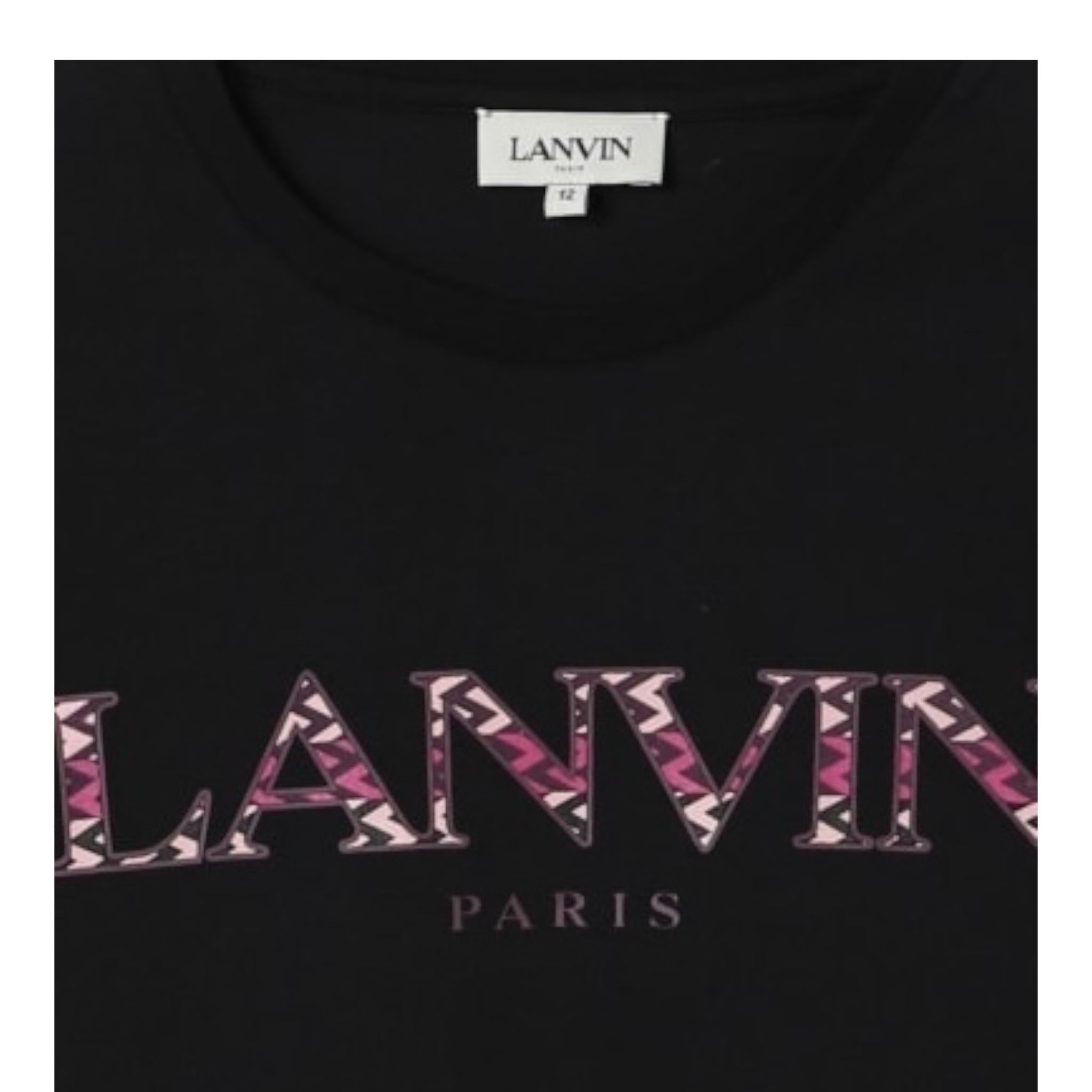 LANVIN t-shirt tinta unita con stampa Nero per Bambina N30116 NERO LANVIN