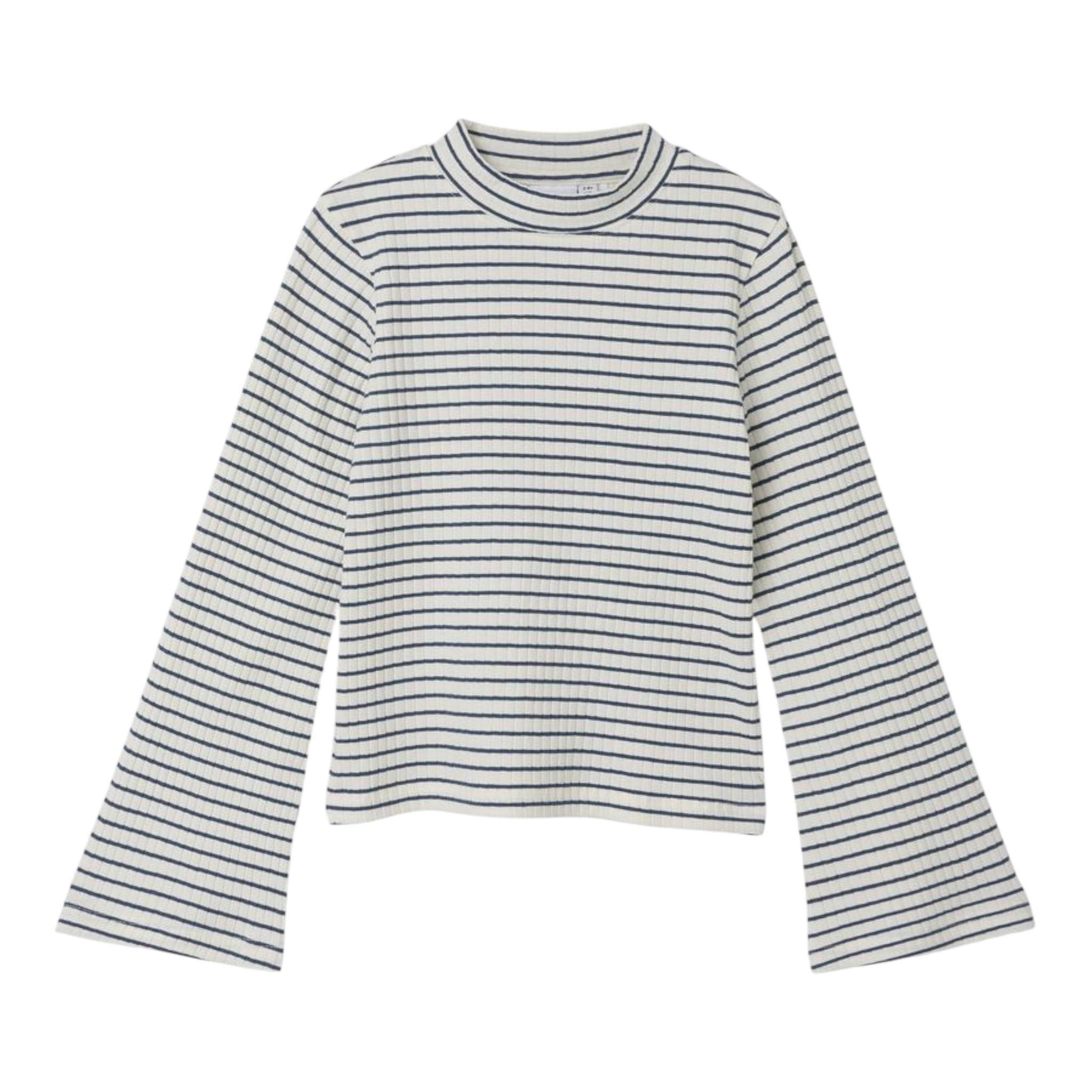 NAME IT maglia tinta unita mezzo collo con fantasia a righe Bianco/blu per Bambina 13231786 BIANCO/BLU NAME IT