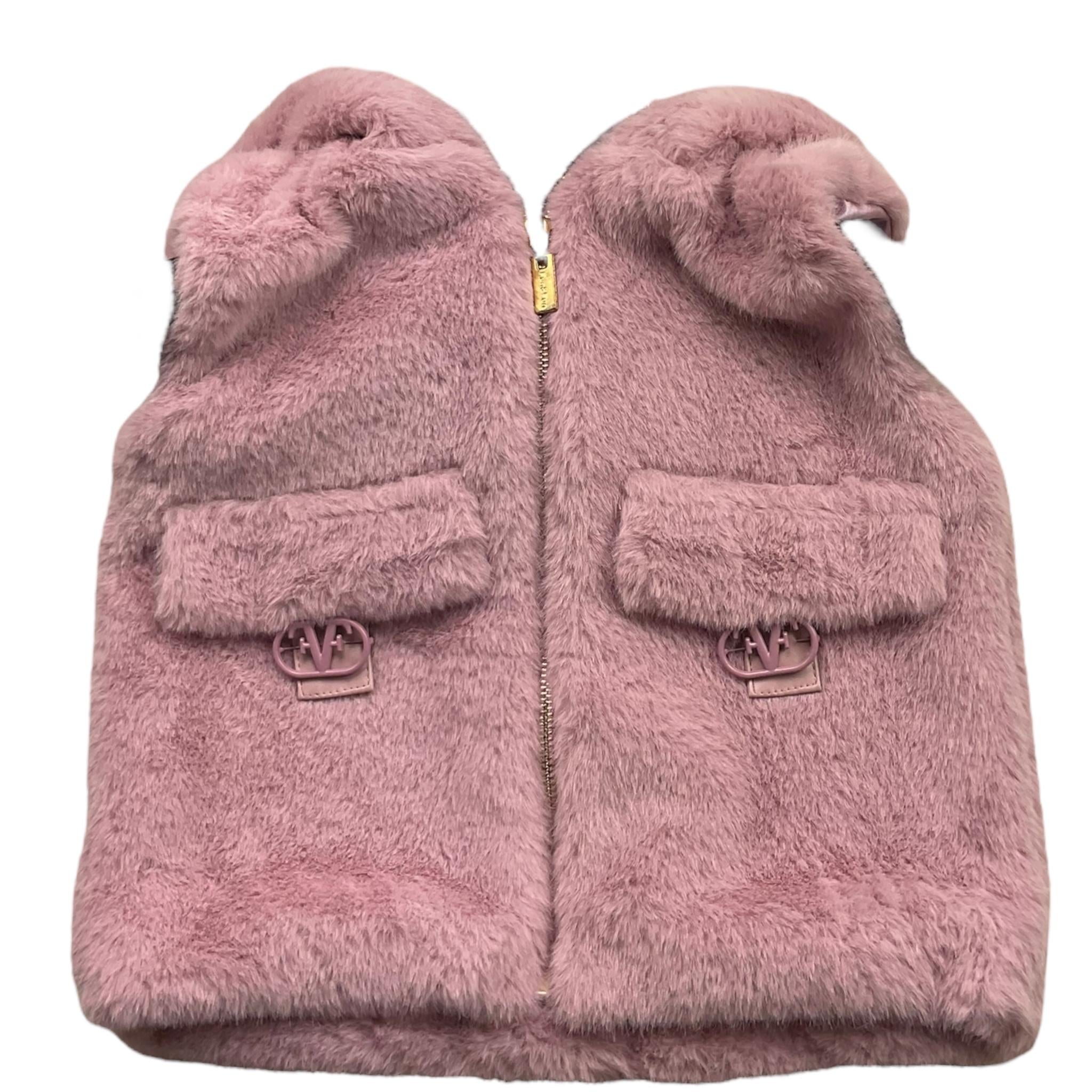 FUN & FUN pelliccia giromanica tinta unita con zip Rosa per Bambina FBWA0076 ROSA FUN & FUN