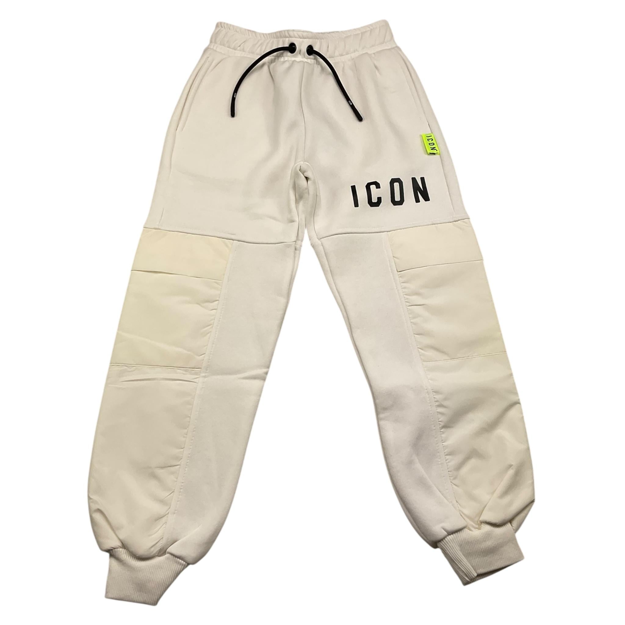 ICON pantalone tuta tinta unita con logo Bianco per Bambino IBSP00360X BIANCO ICON