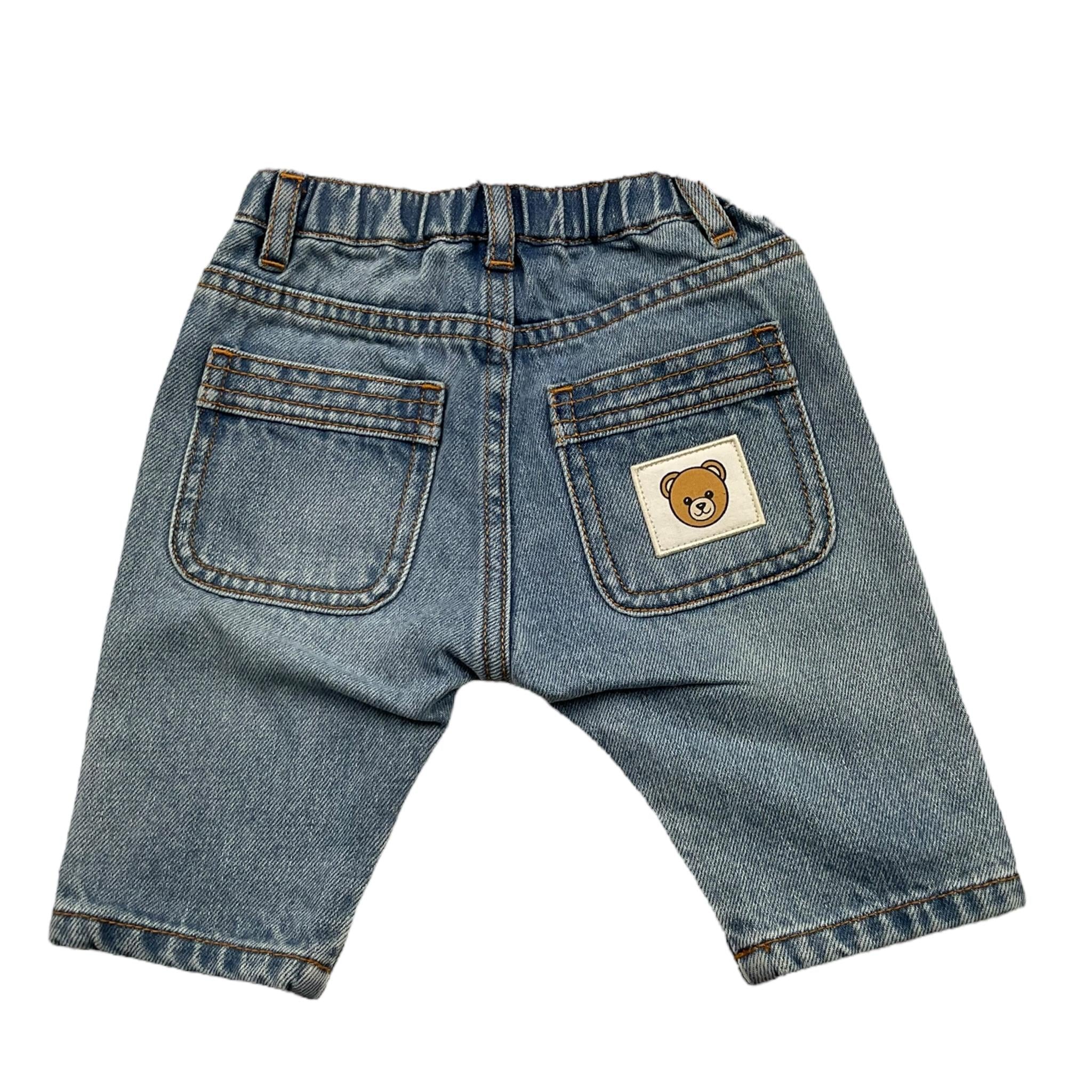 MOSCHINO jeans tinta unita con elastico in vita Azzurro per Neonato MUP05H AZZURRO MOSCHINO