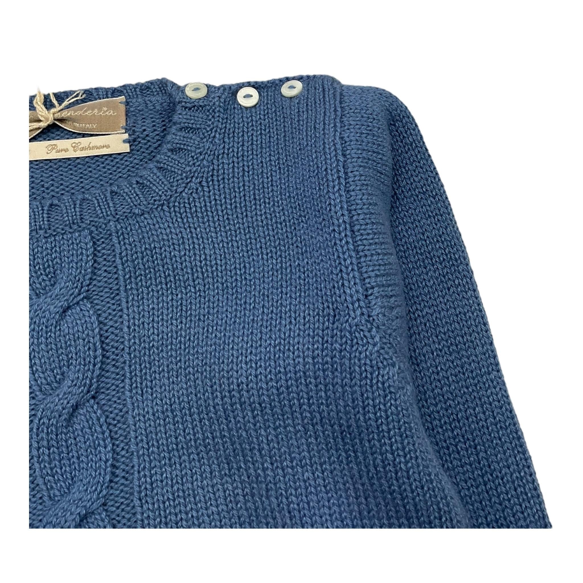 LA STUPENDERIA maglia girocollo tinta unita con ricami Azzurro per Neonato ZJCR42N AZZURRO LA STUPENDERIA
