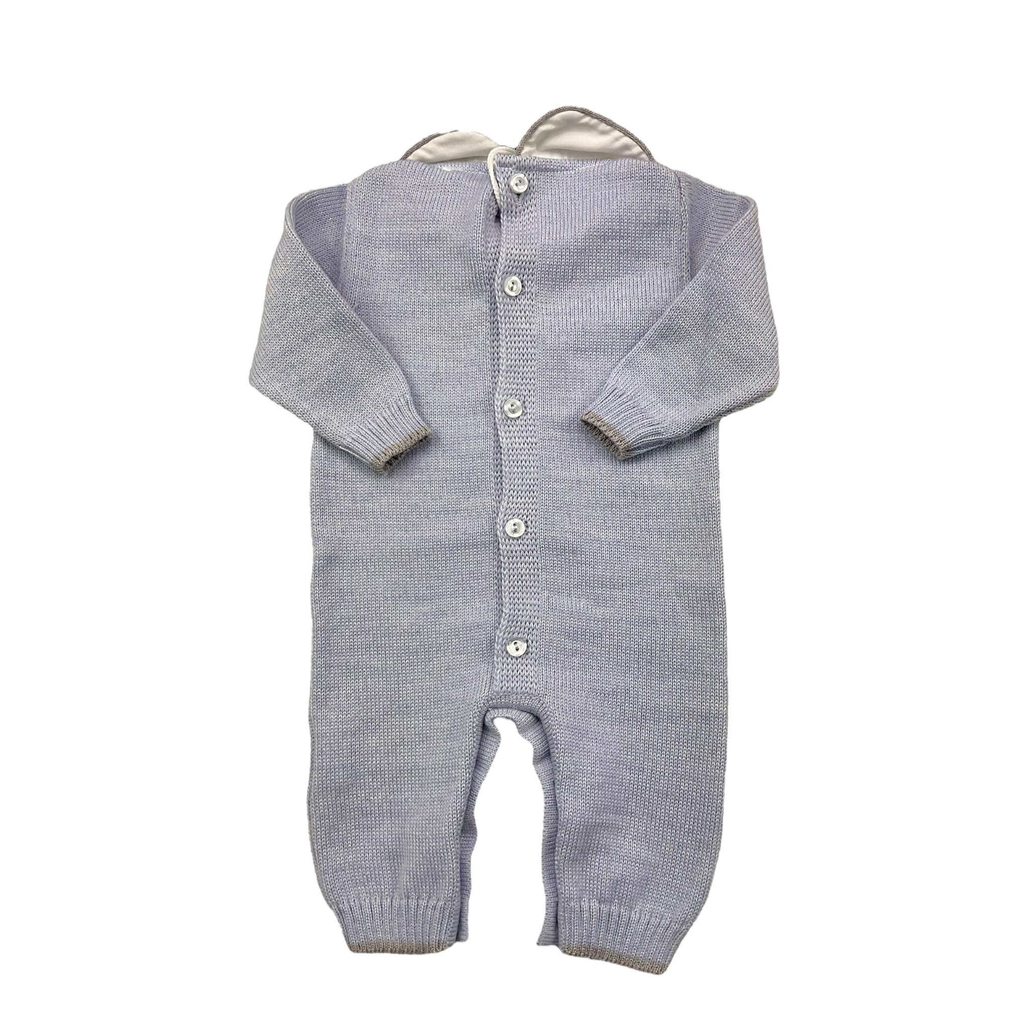 NINNAOH tutina tinta unita con colletto Azzurro per Neonato I20355T AZZURRO NINNAOH