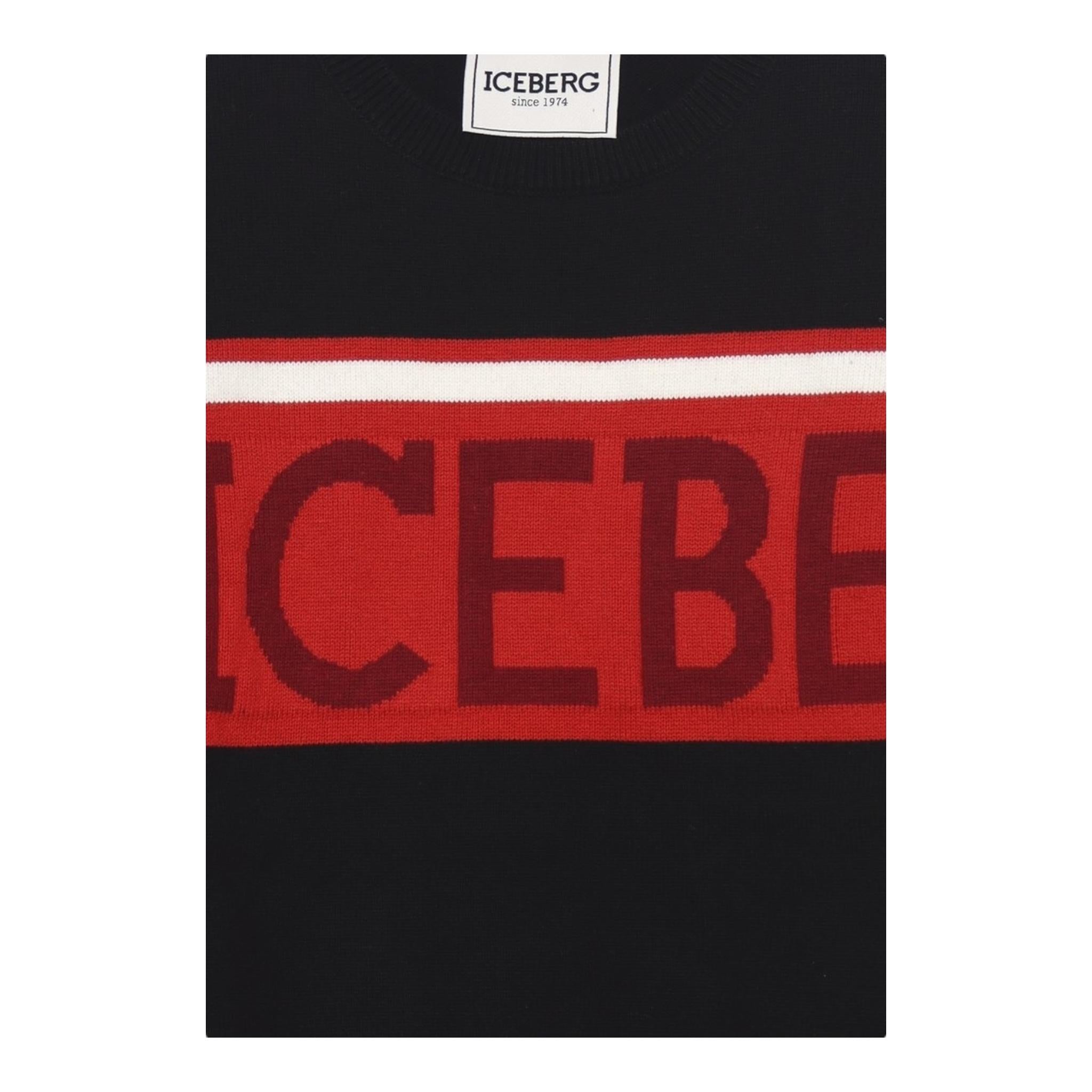 ICEBERG maglie girocollo tinta unita con logo Nero per Bambino MGICE5308J NERO ICEBERG