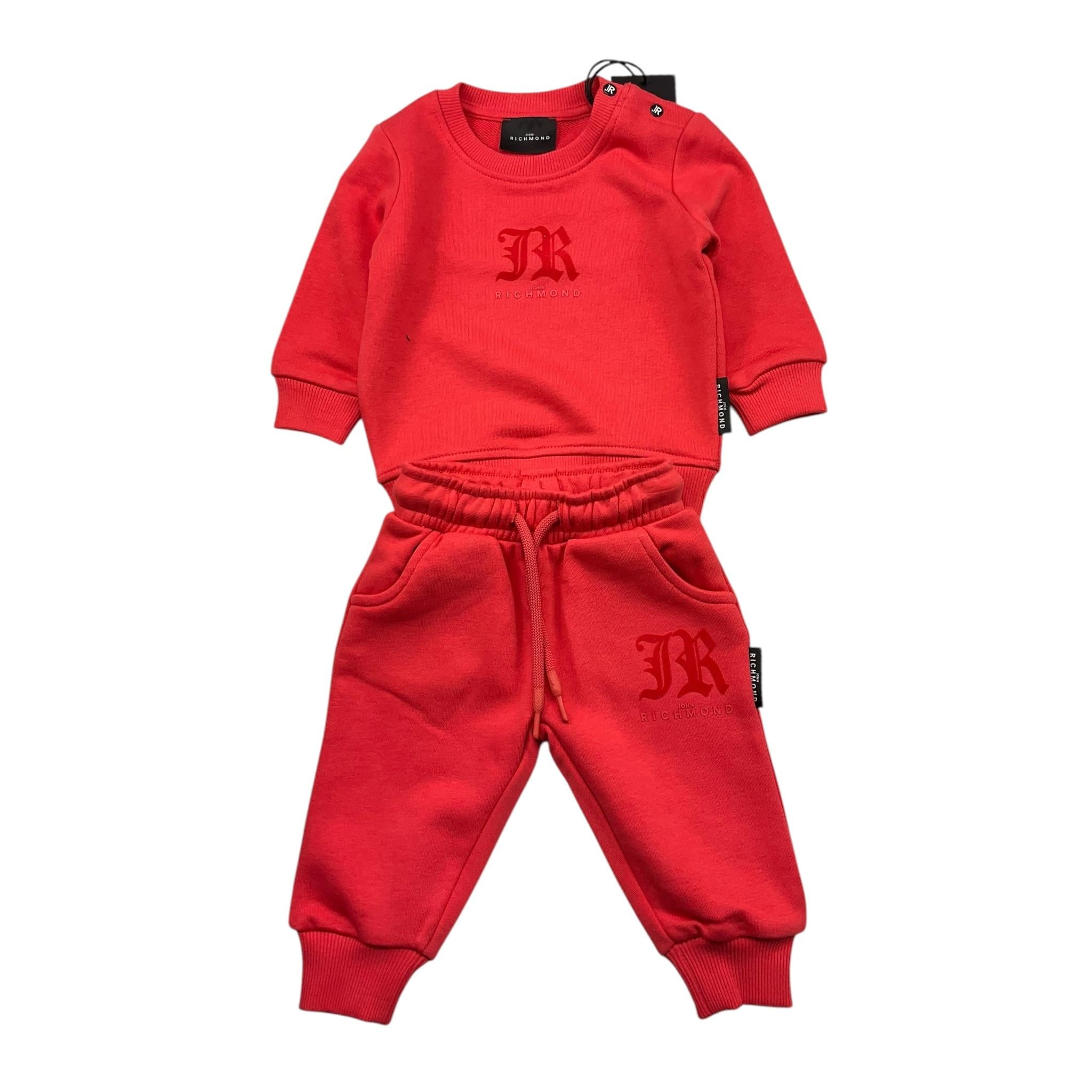 JOHN RICHMOND completo 2pz felpa-pantalone tinta unita con stampa Corallo per Neonato RIA25016CF CORALLO JOHN RICHMOND