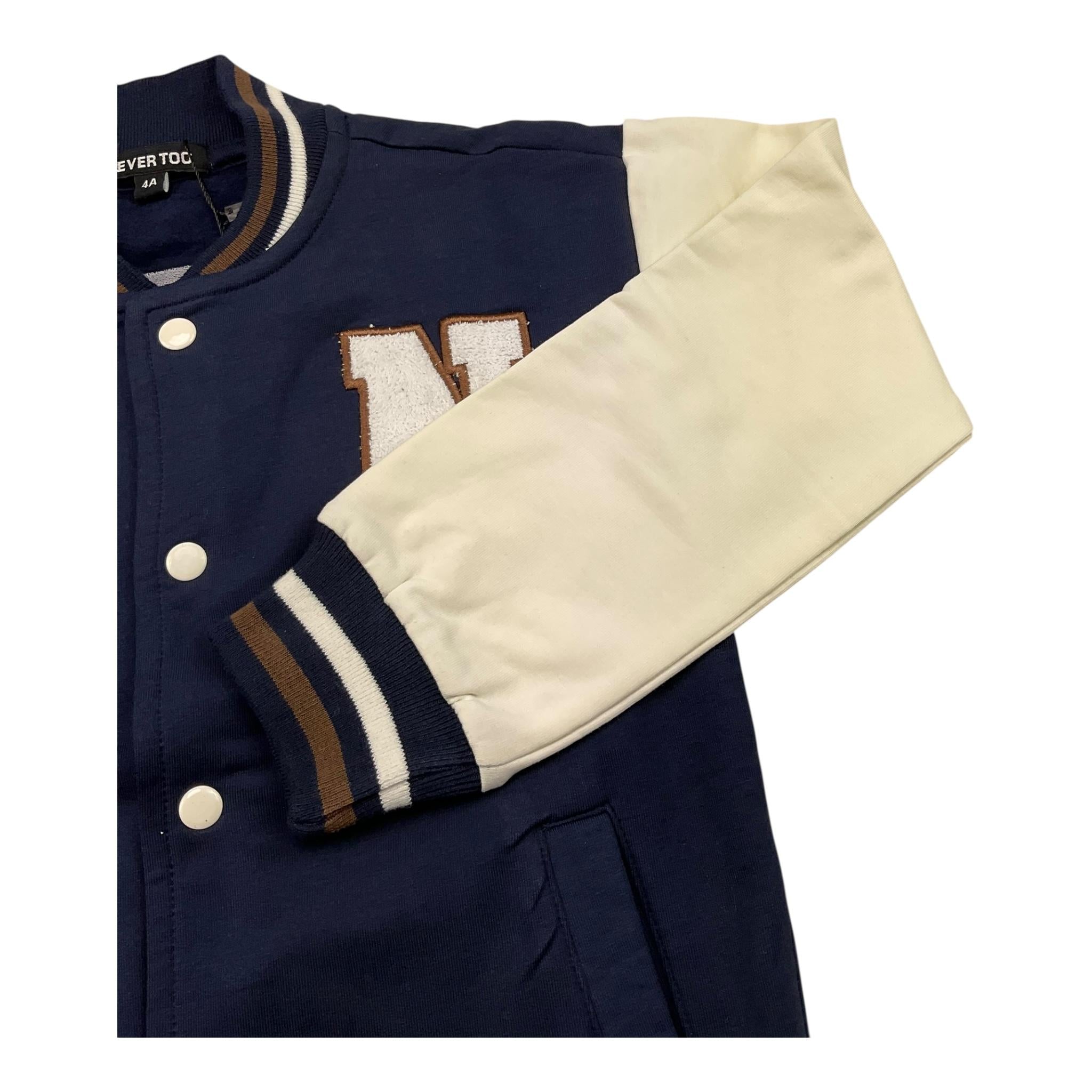 NEVER TOO felpa con bottoni tinta unita con maniche in contrasto Blu per Bambino NT2189B BLU NEVER TOO