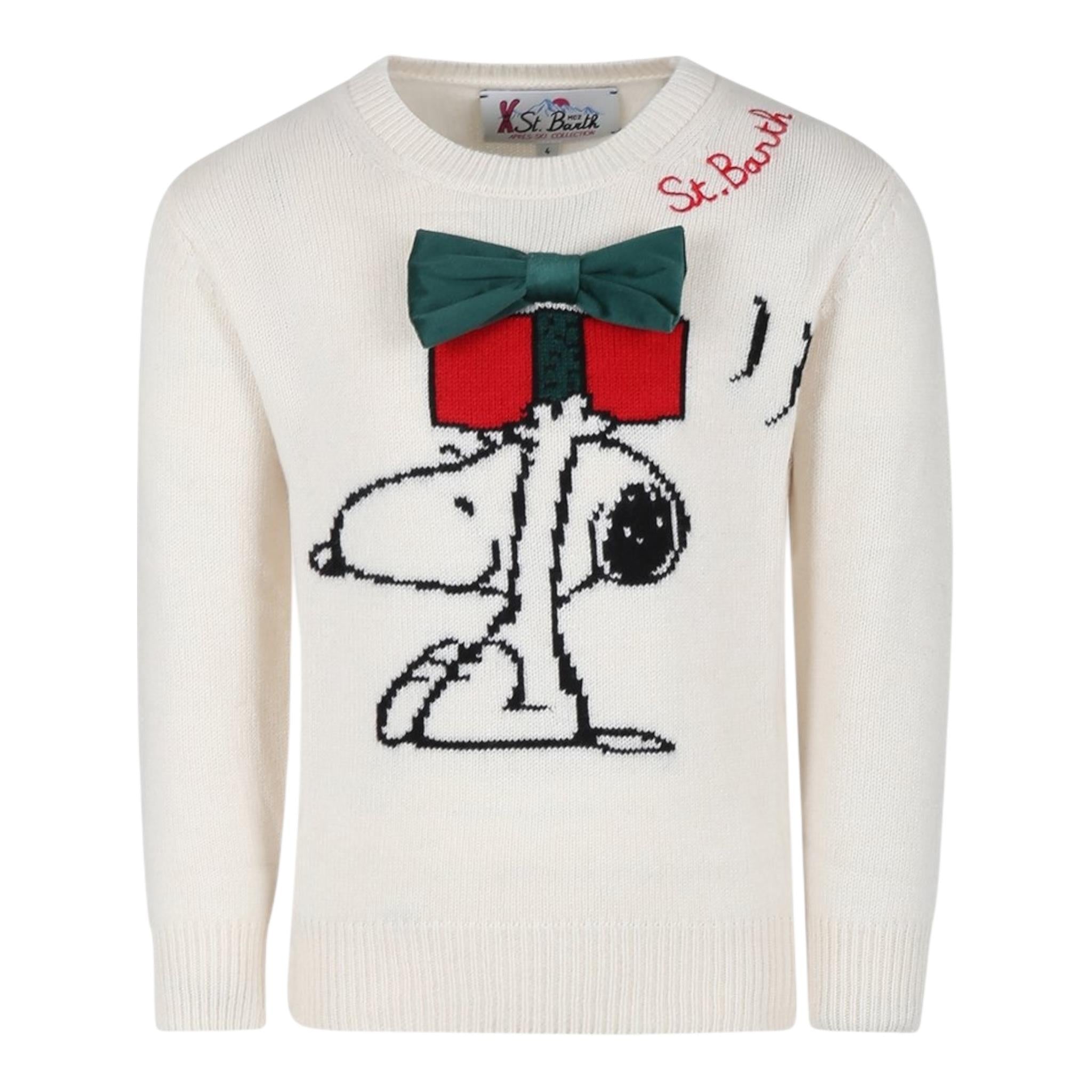 SAINT BARTH maglia girocollo tinta unita con stampa Panna per Bambina PRC0001X PANNA SAINT BARTH