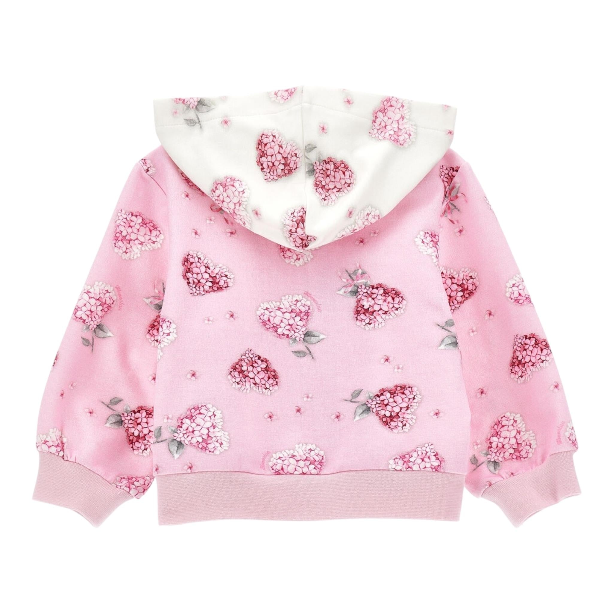 MONNALISA felpa con zip e cappuccio tinta unita cn cappuccio in contrasto Rosa per Bambina 39D800J ROSA MONNALISA