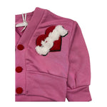 MISS GRANT cardigan tinta unita con bttoni e stampa Rosa per Neonata MG1136N ROSA MISS GRANT