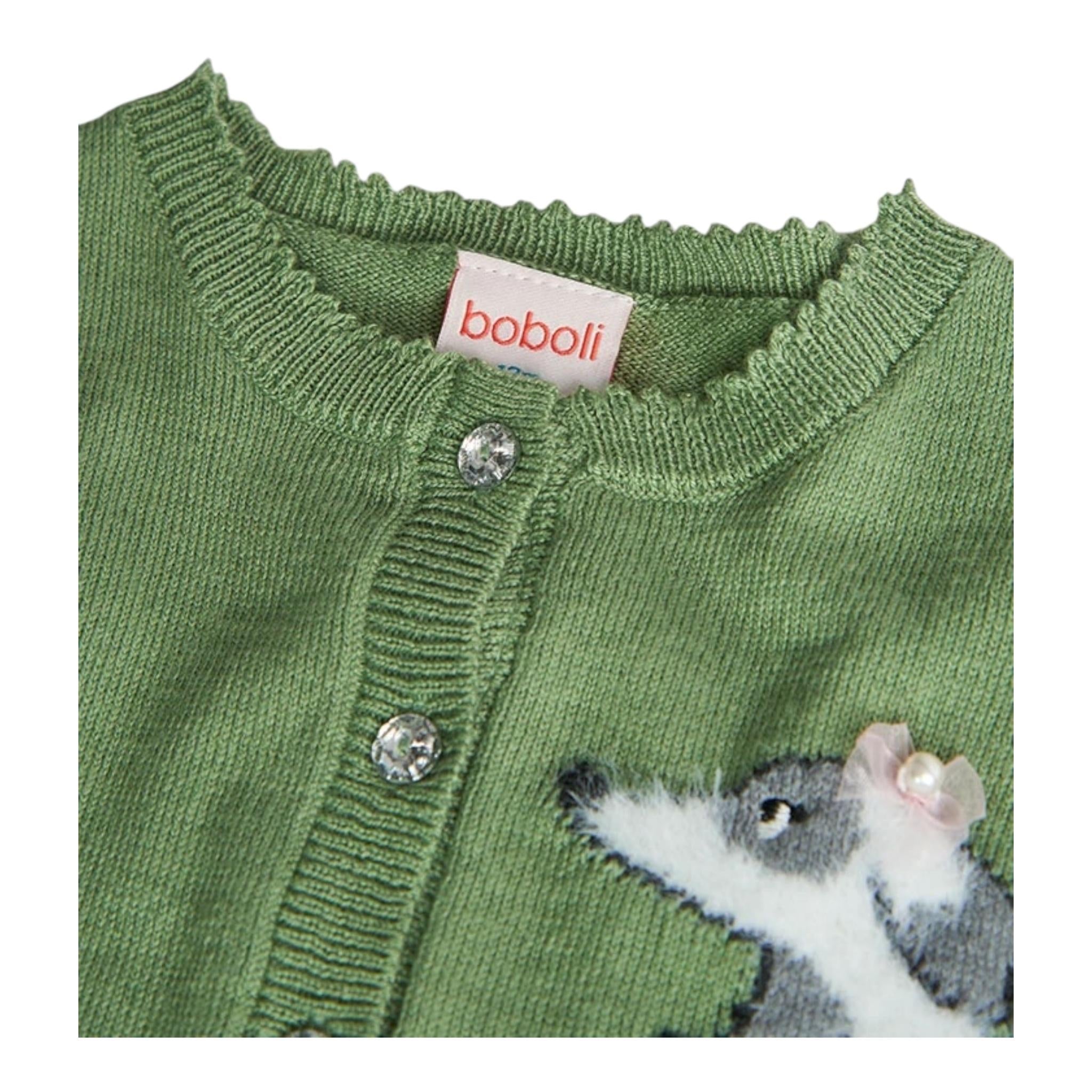 BOBOLI coprispalle tinta unita con stampa Verde per Neonata 709129N VERDE BOBOLI
