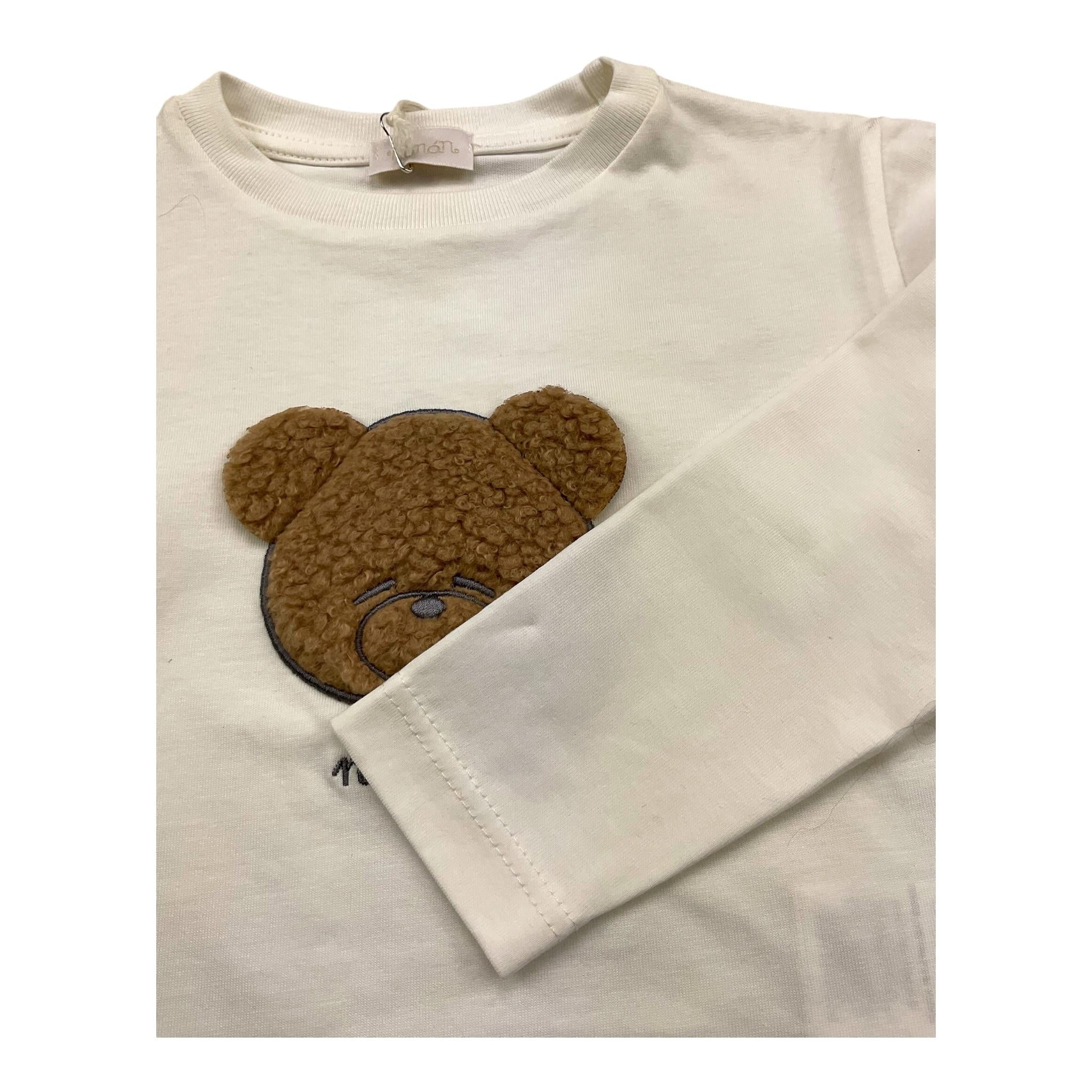 shirt girocollo tinta unita con orso I2308536P PANNA NANAN