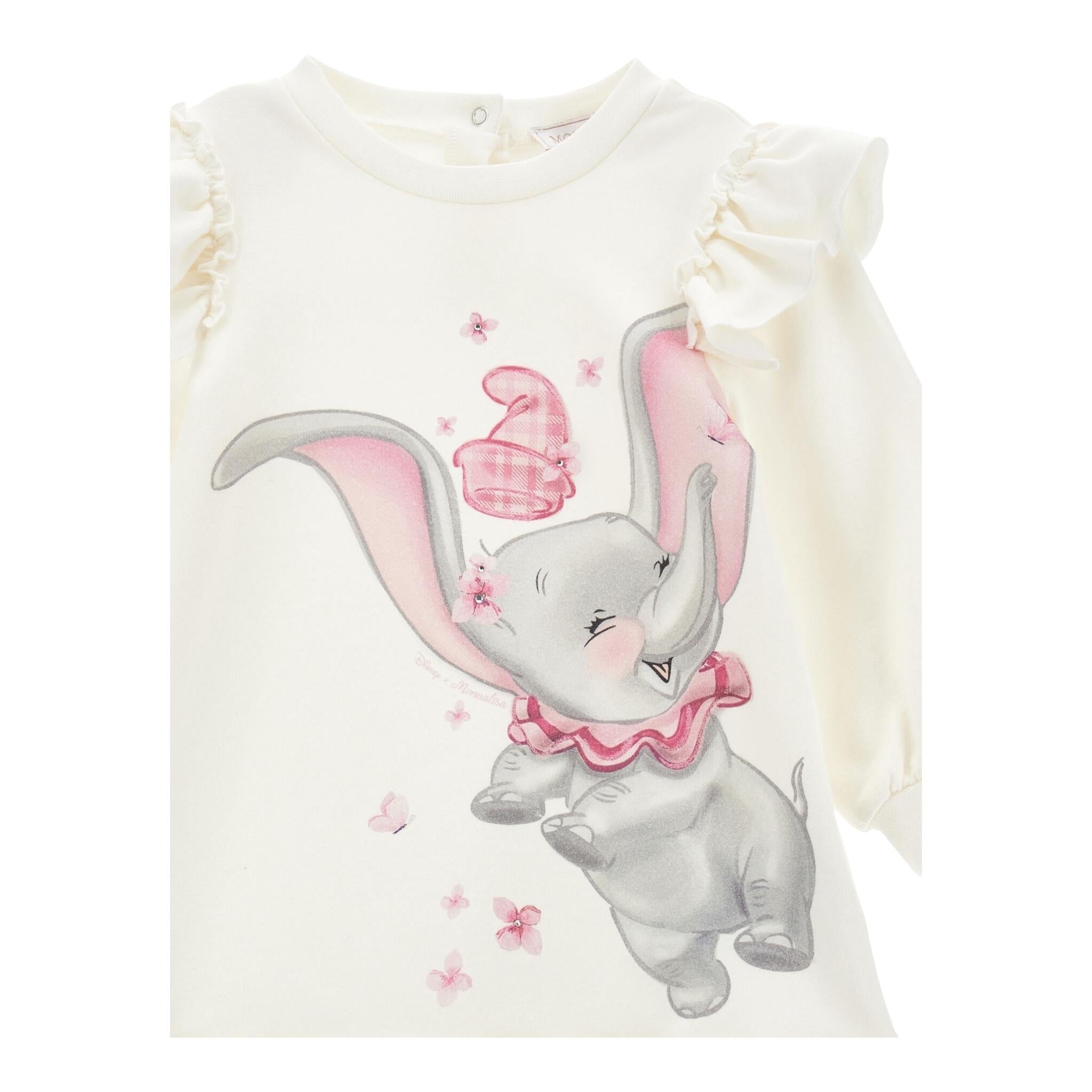 MONNALISA abito tinta unita con stampa Bianco per Neonata 39D900X BIANCO MONNALISA