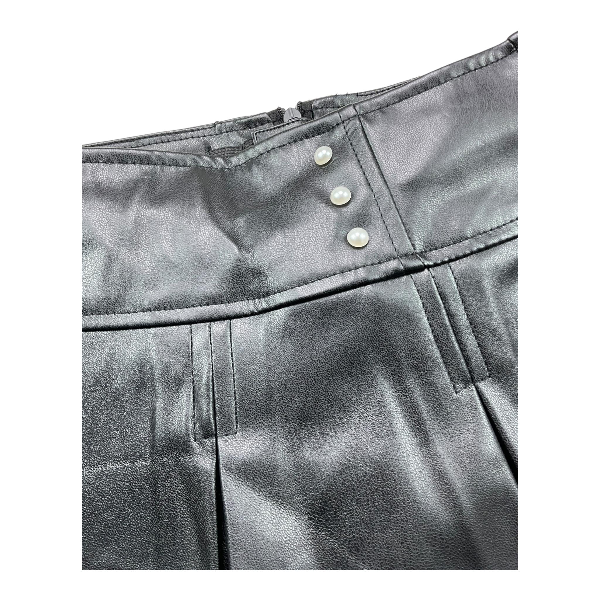 BOBOLI short tinta unita in ecopelle Nero per Bambina 729109 NERO BOBOLI