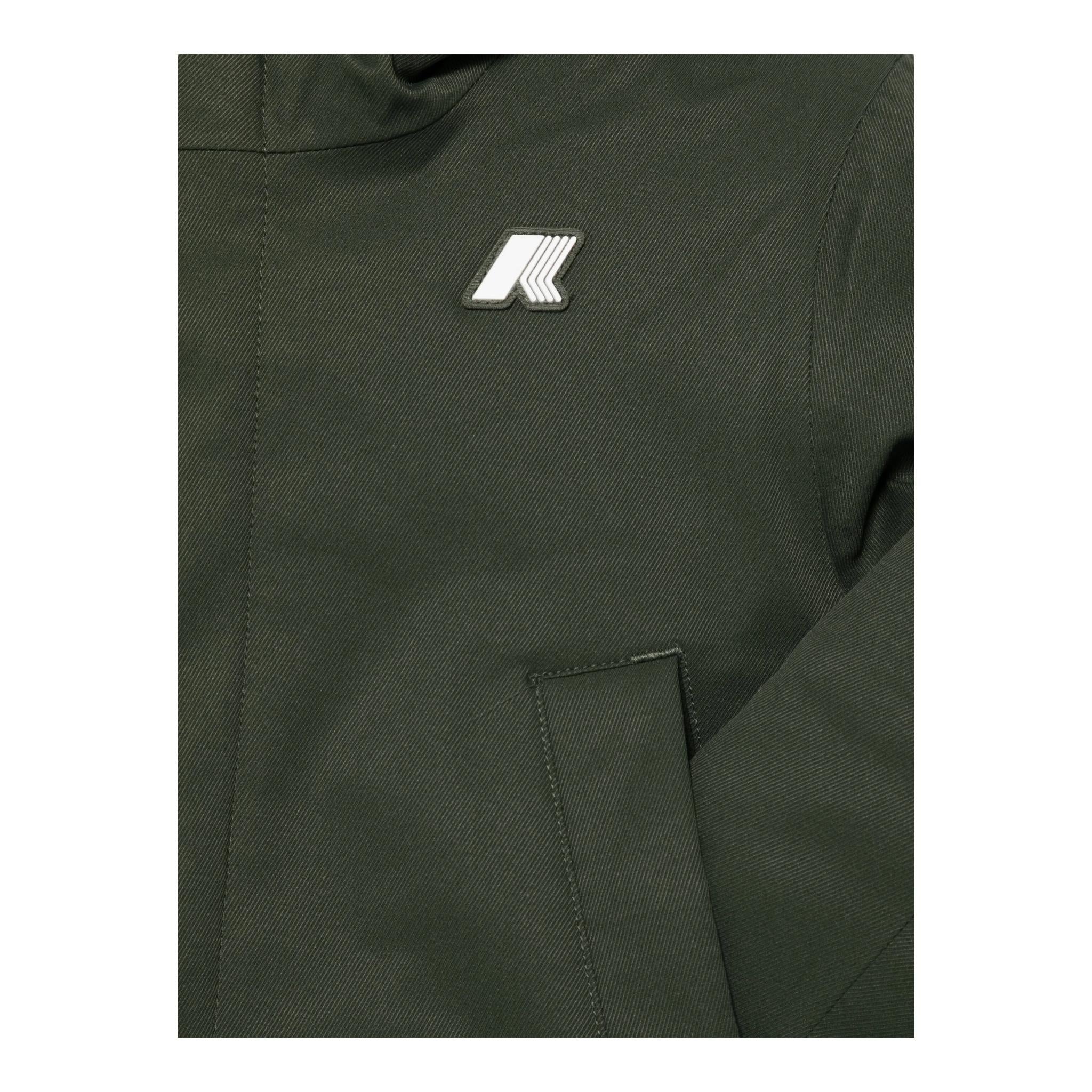 K-WAY giubbino tinta unita modello lungo con cappuccio Verde per Bambino K1128HW VERDE K-WAY