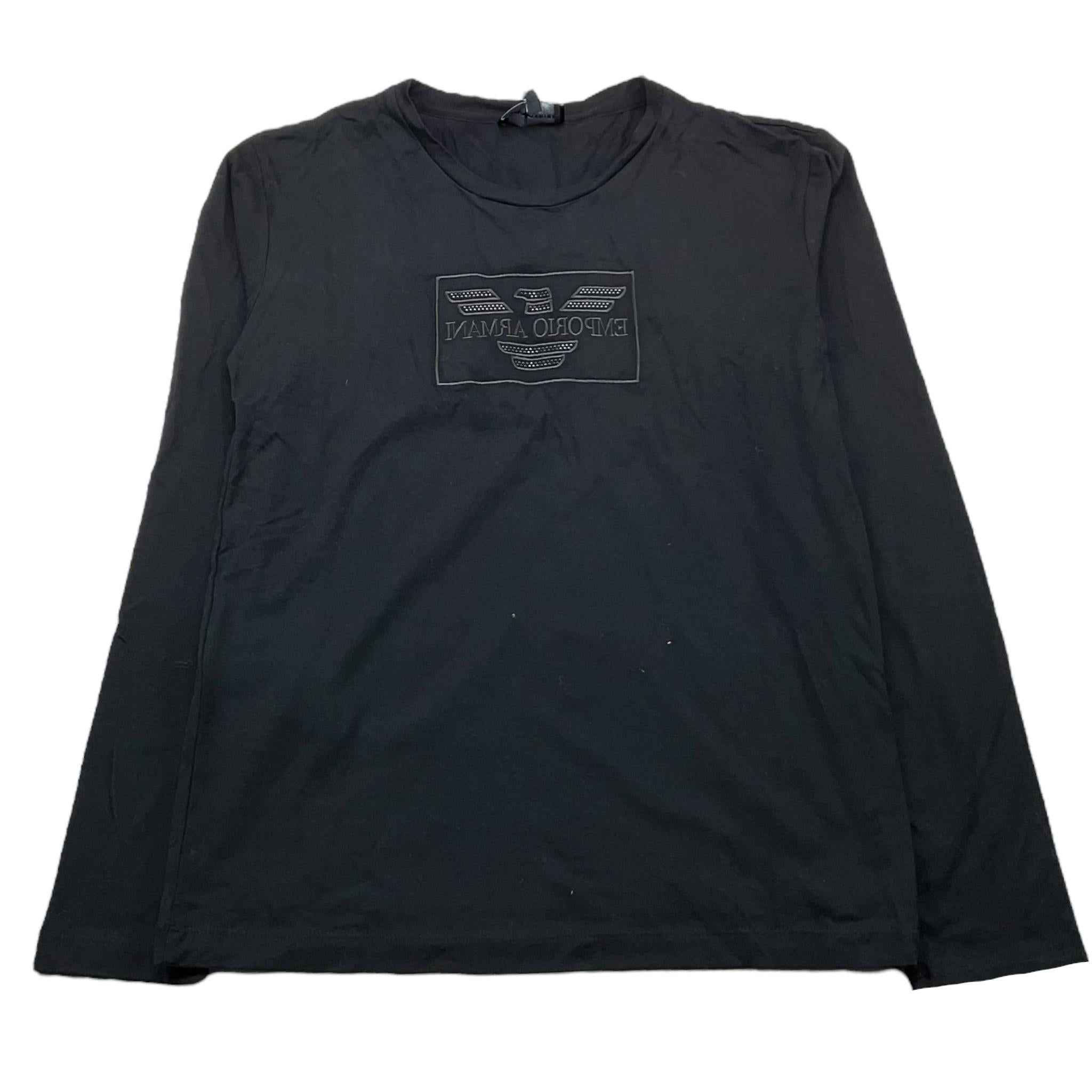 EMPORIO ARMANI shirt girocollo tinta unita con stampa logo brillantinata Nero per Bambina 6D3T17 NERO EMPORIO ARMANI