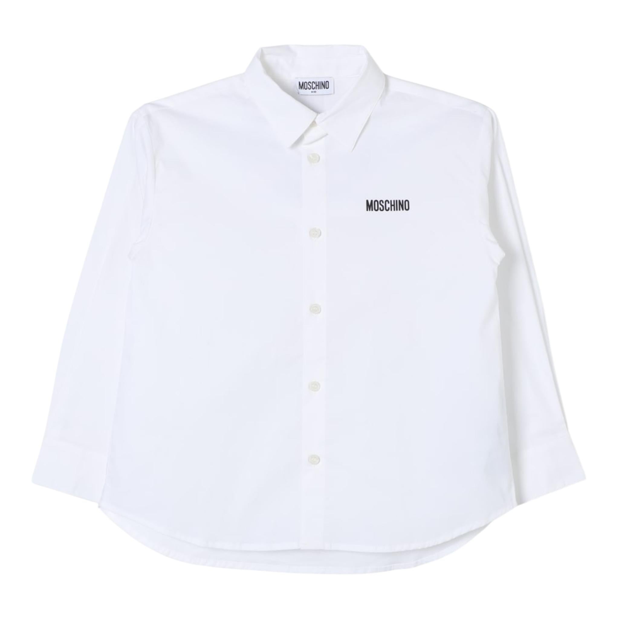 MOSCHINO camicia manica lunga tinta unita con stampa logo Bianco per Bambino HDC01X BIANCO MOSCHINO