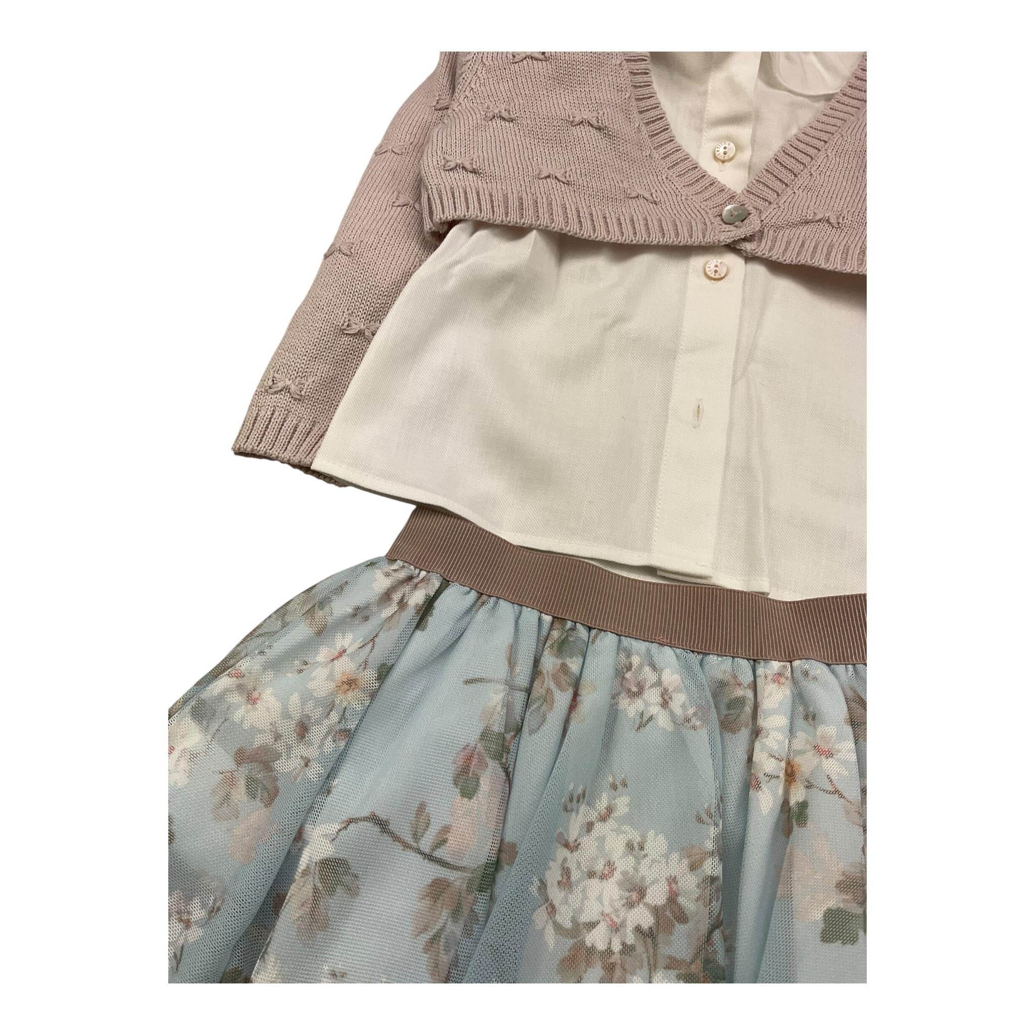 BARCELLINO completo 3 pezzi camicia-coprispalle-gonna Rosa per Neonata 116111 ROSA BARCELLINO