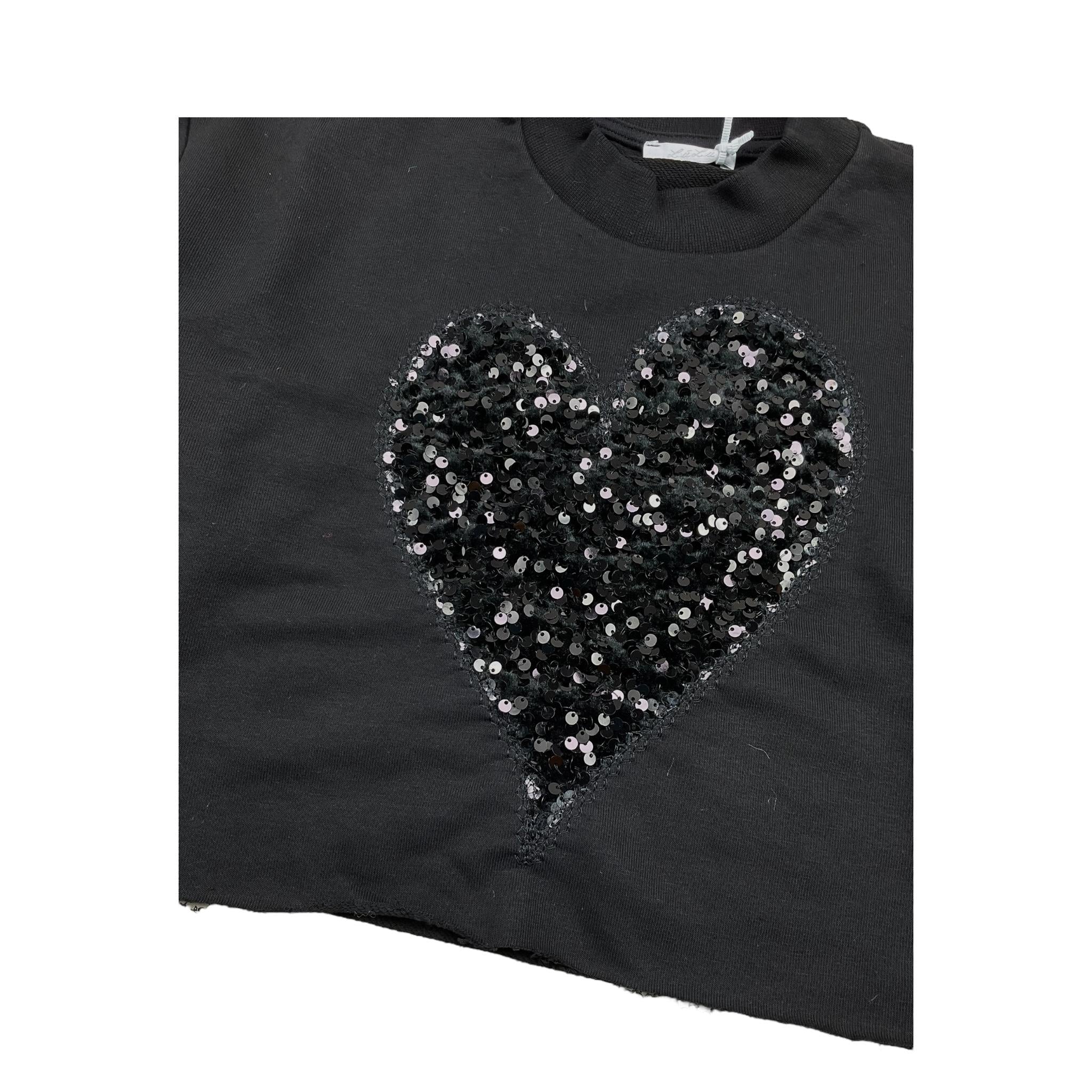 LU LU BY MISS GRANT felpa tinta unita con paillettes Nero per Bambina LL3167 NERO LU LU BY MISS GRANT