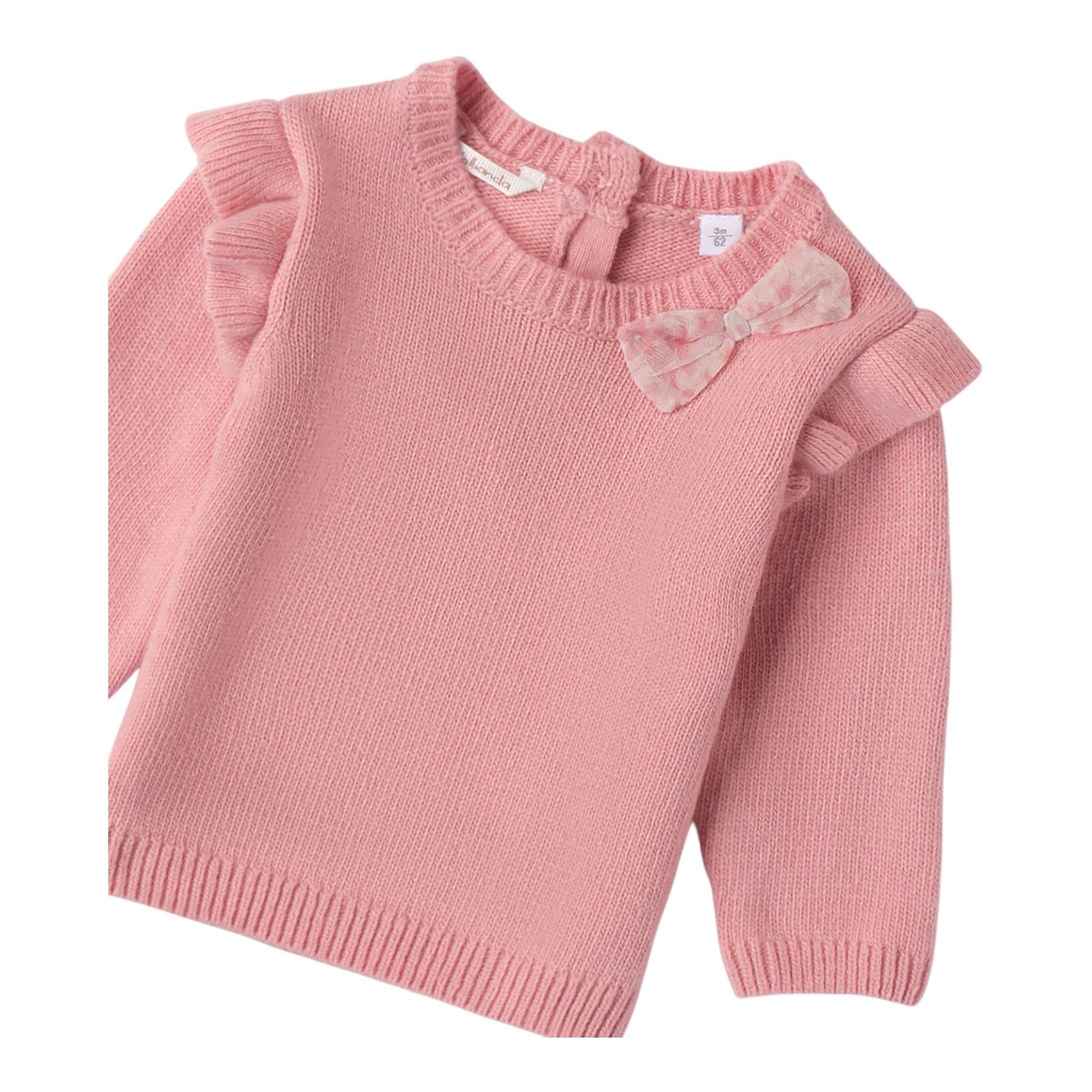 MINI BANDA maglia tinta unita con fiocco girocollo Rosa per Neonata A744 ROSA MINI BANDA
