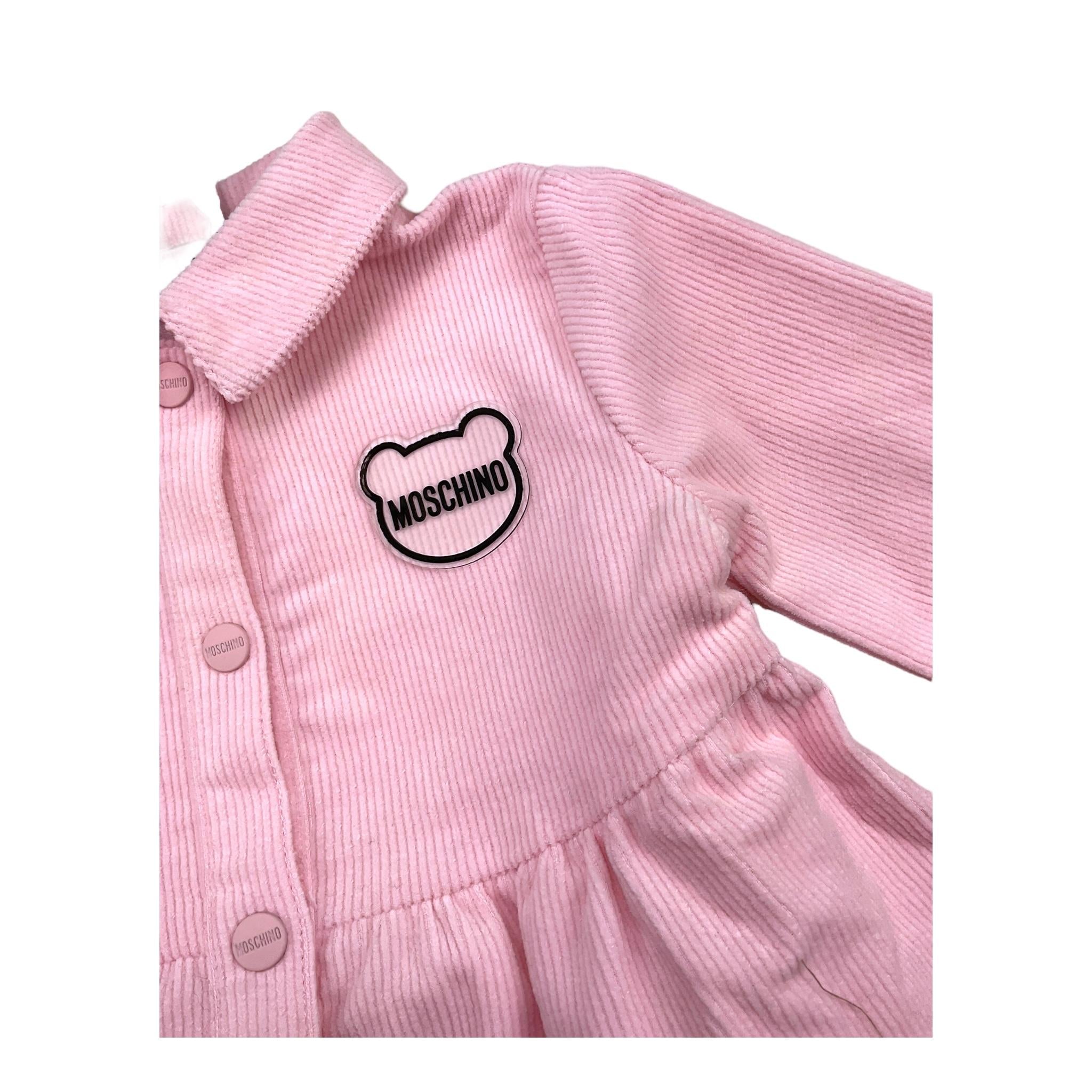 MOSCHINO abito manica lunga tinta unita in camoscio Rosa per Neonata MDV0BI ROSA MOSCHINO