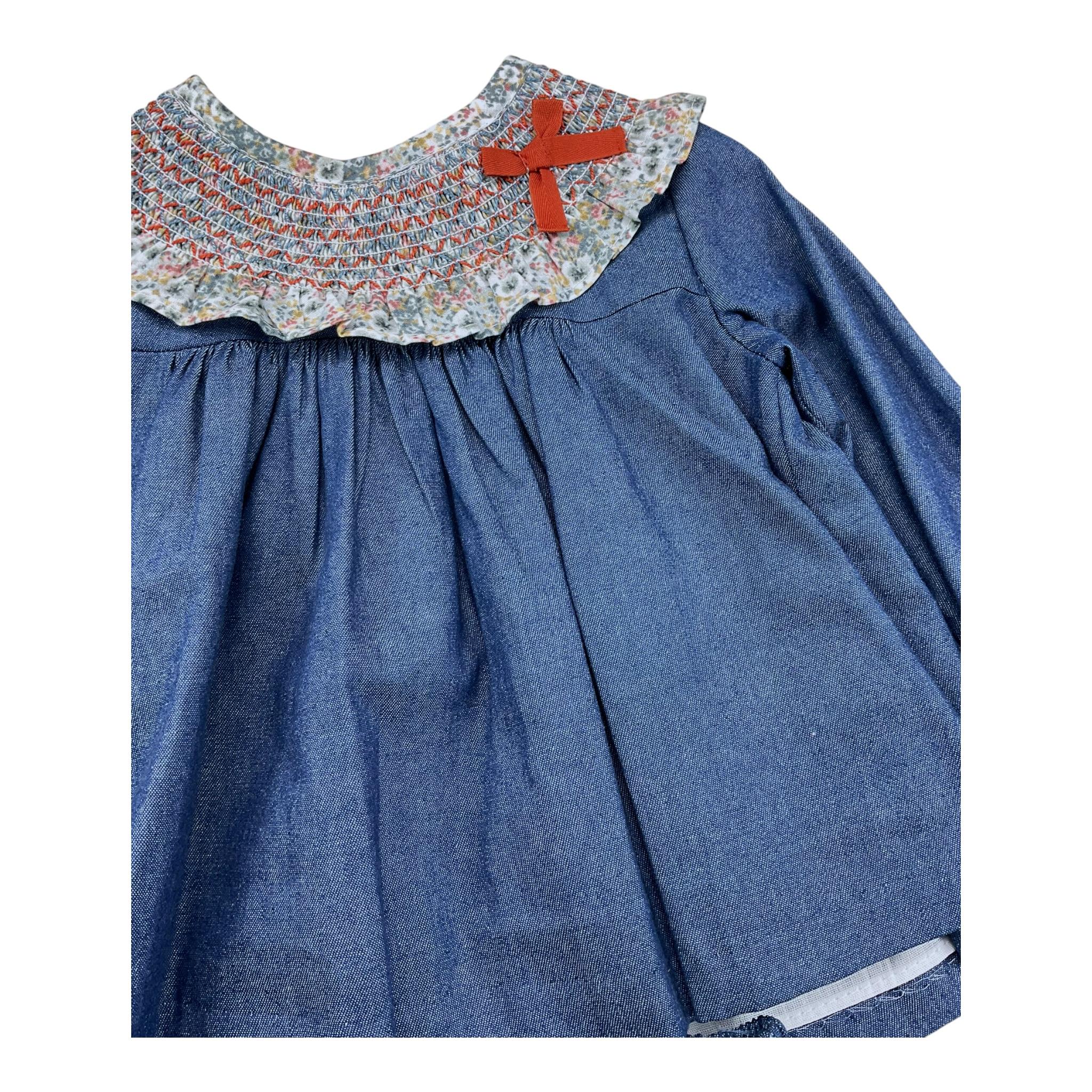 MARTA Y PAULA set abito-coulotte tinta unita Blu per Neonata 2051 BLU MARTA Y PAULA