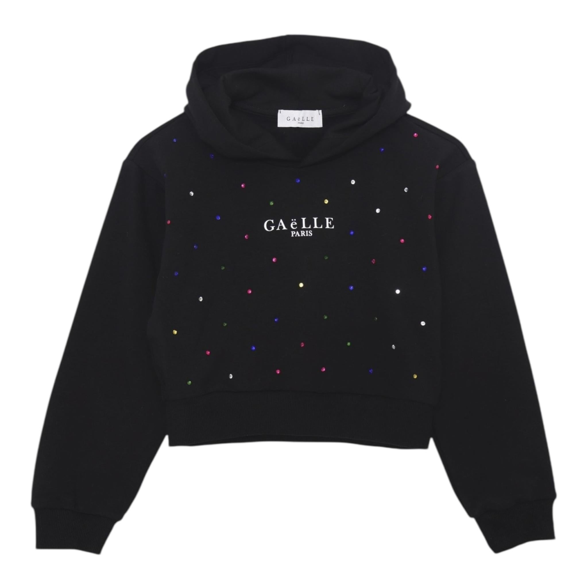 GAELLE felpa tinta unita con cappuccio e brillantini Nero per Bambina 2741FY00347 NERO GAELLE