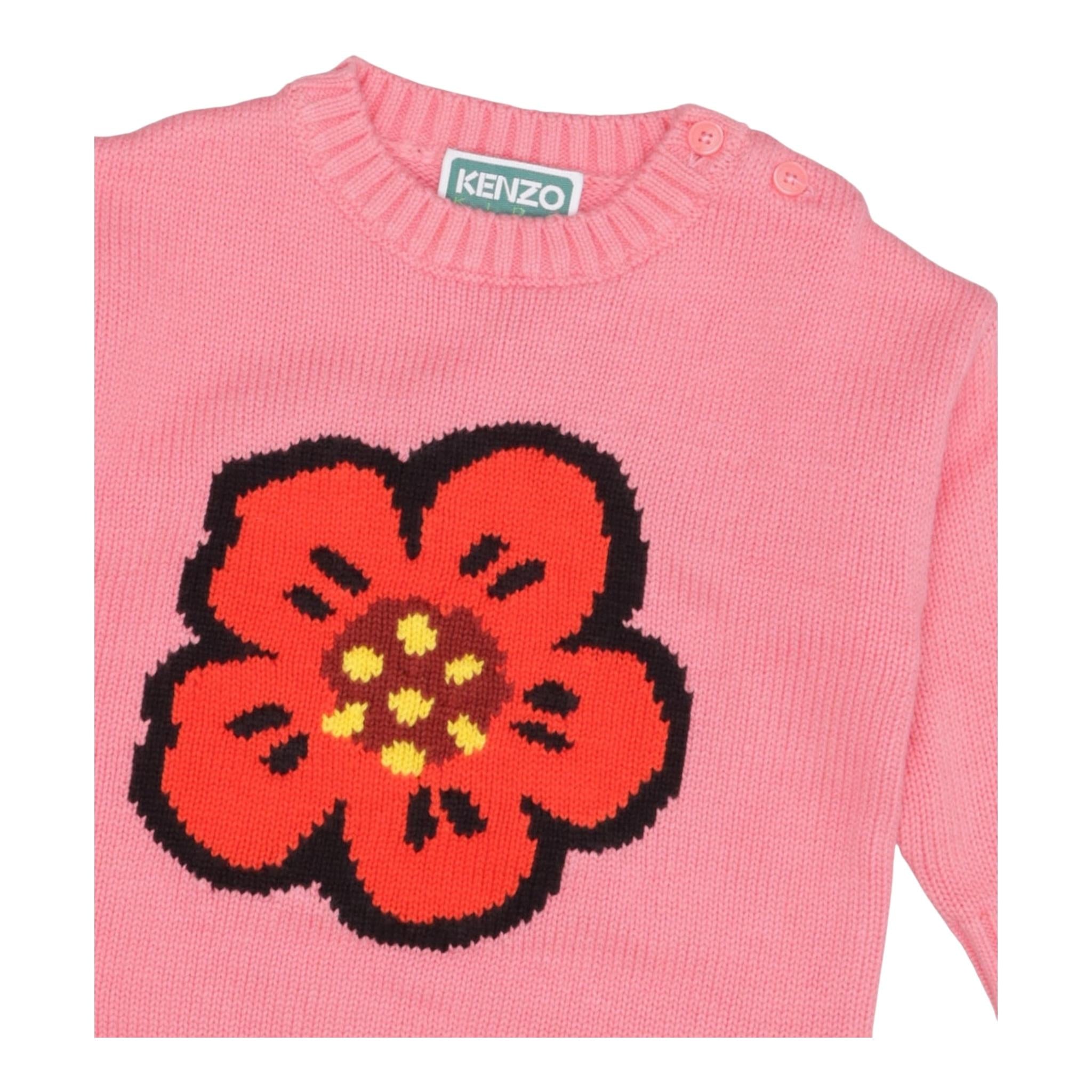 KENZO abito in maglia tinta unita Rosa per Bambina K60479 ROSA KENZO