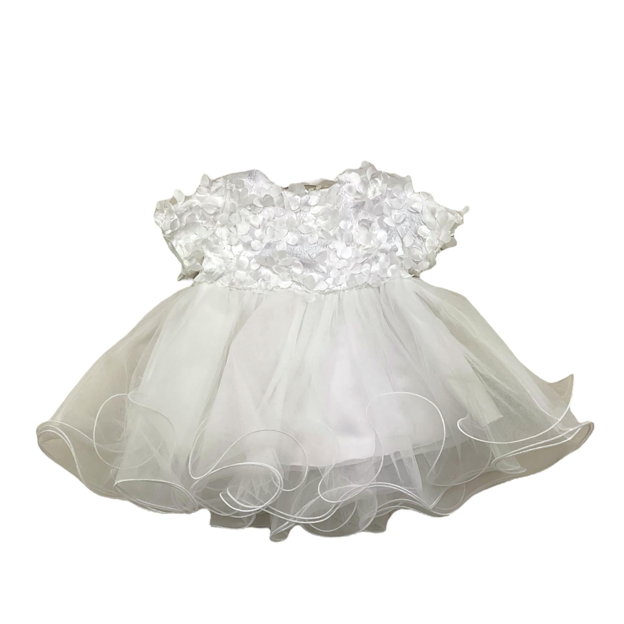 NANAN abito cerimonia mezza manica con tulle  Bianco per Neonata N053 BIANCO NANAN