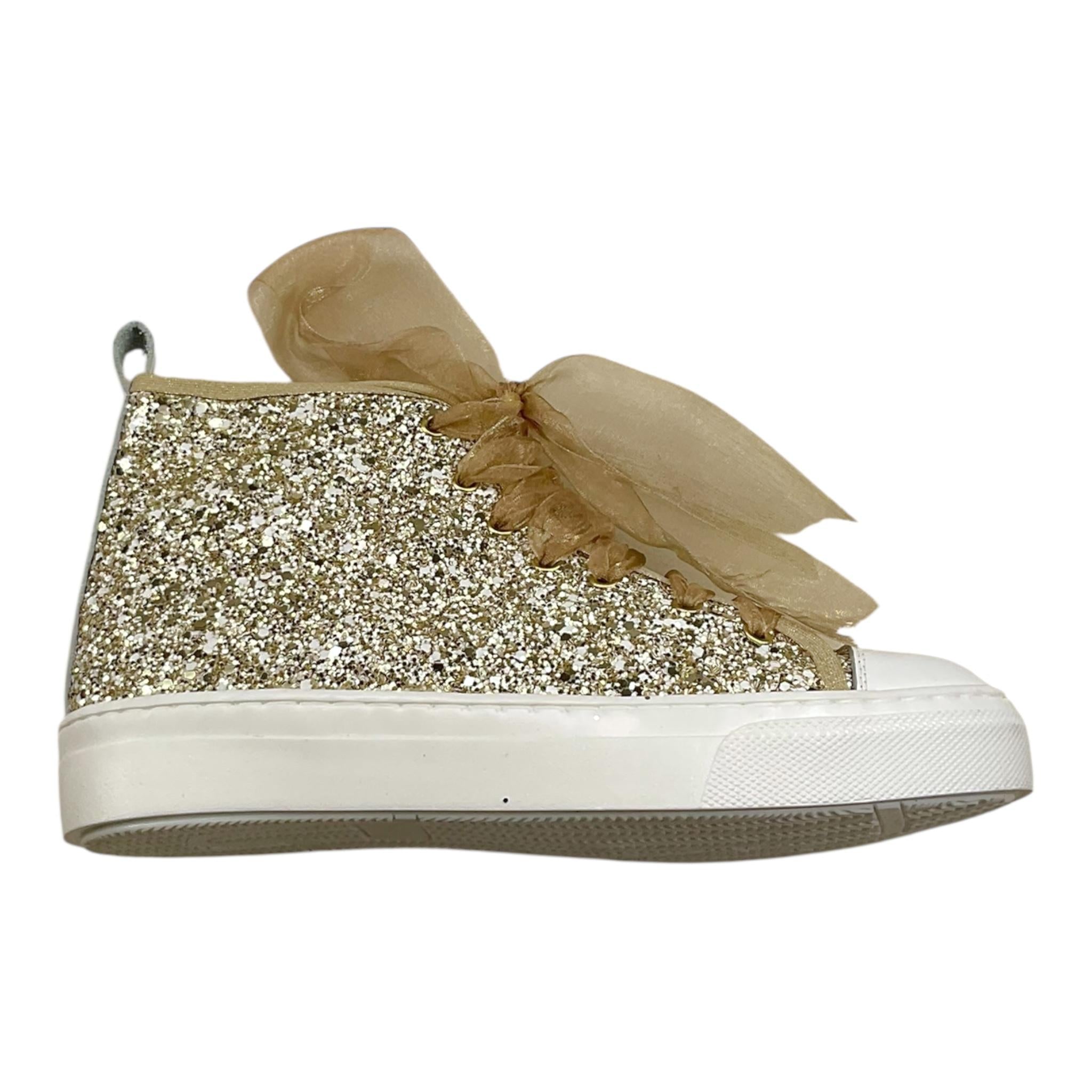 PANYNO sneakers tinta unita con lacci e brillantini Oro per Bambina F3404 ORO PANYNO