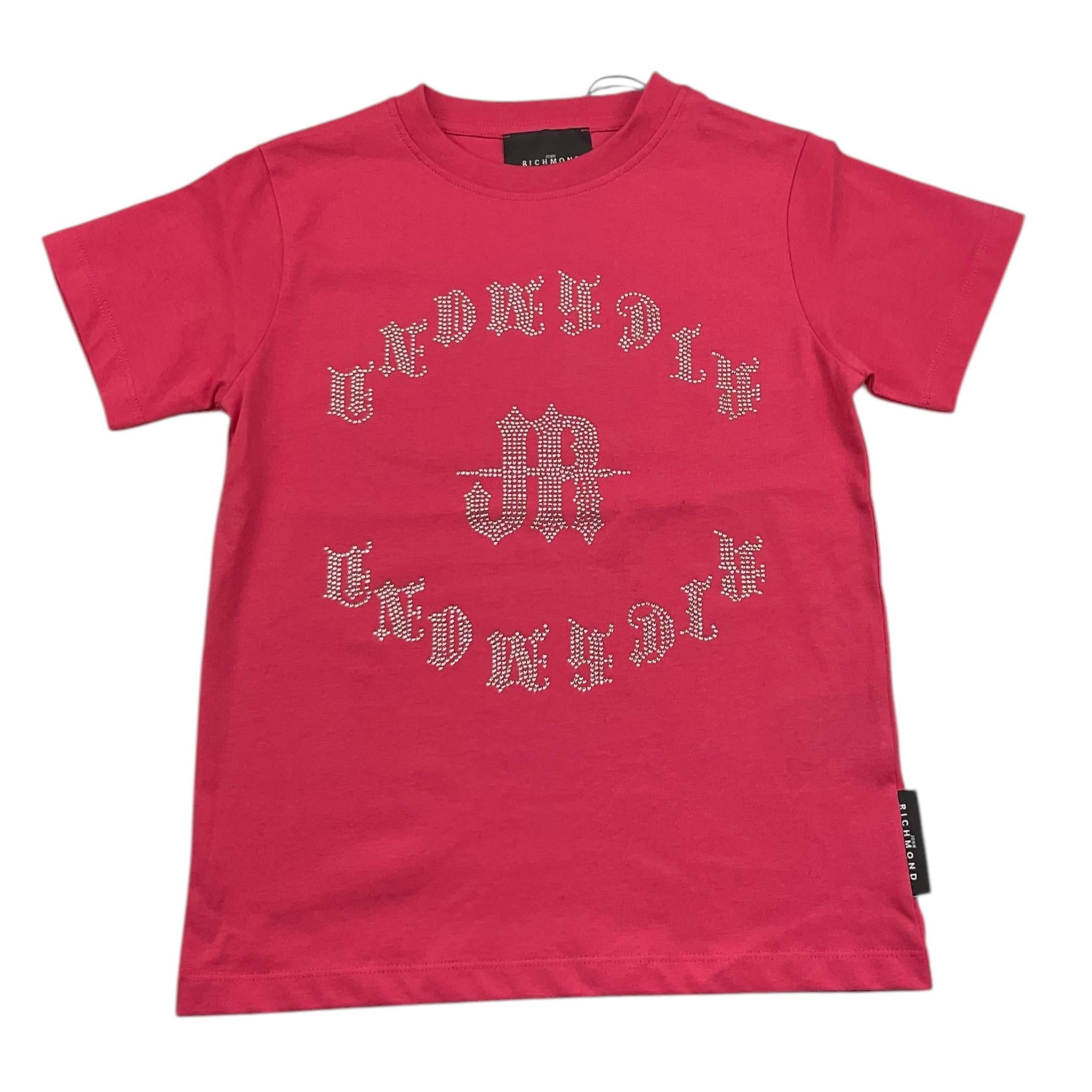 JOHN RICHMOND t-shirt girocollo tinta unita con brillantini Rosa per Bambina RGA25065TS ROSA JOHN RICHMOND