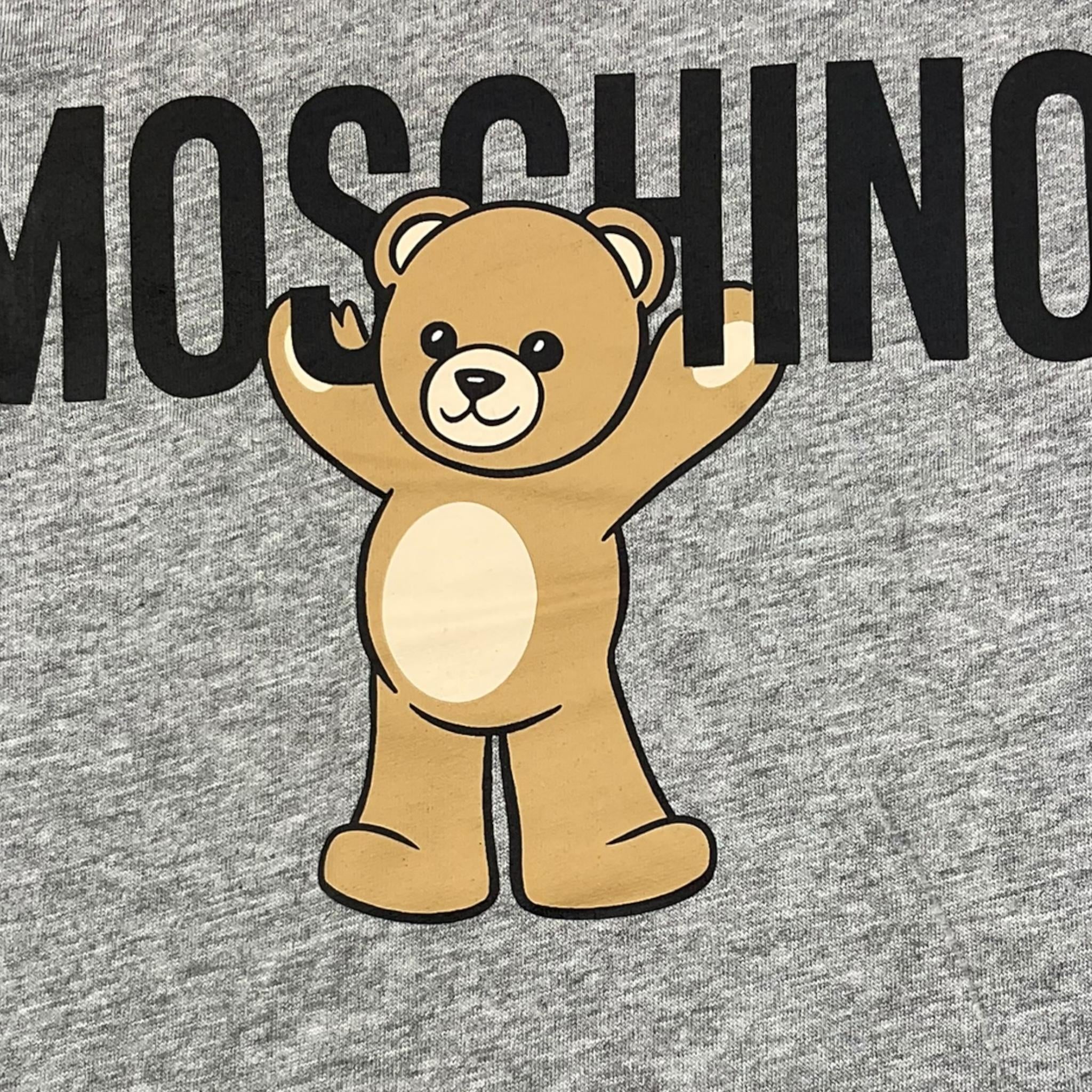 MOSCHINO shirt girocollo tinta unita con stampa Grigio per Bambino HTO00J GRIGIO MOSCHINO