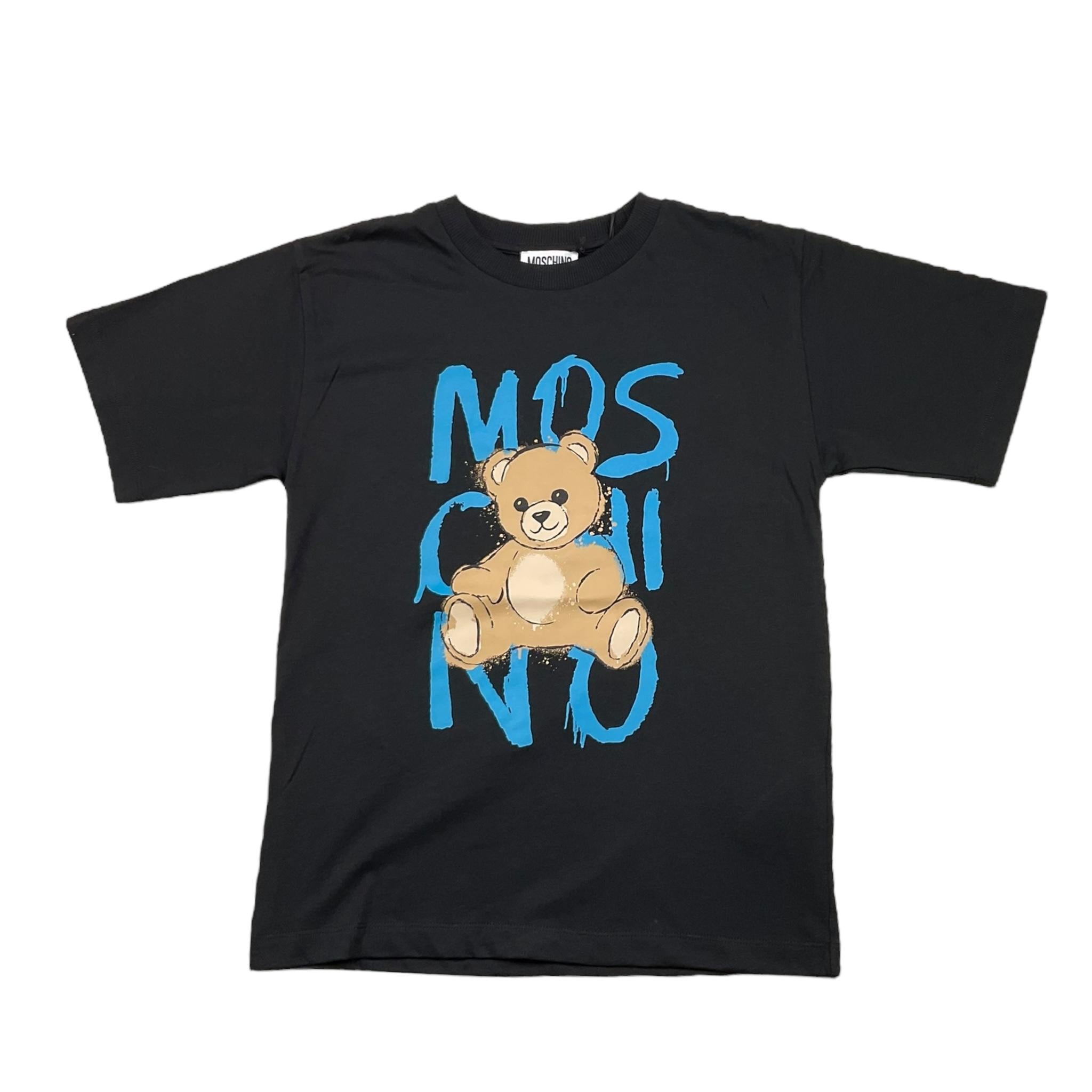 MOSCHINO t-shirt girocollo tinta unita con stampa Nero per Bambino HNM05G NERO MOSCHINO