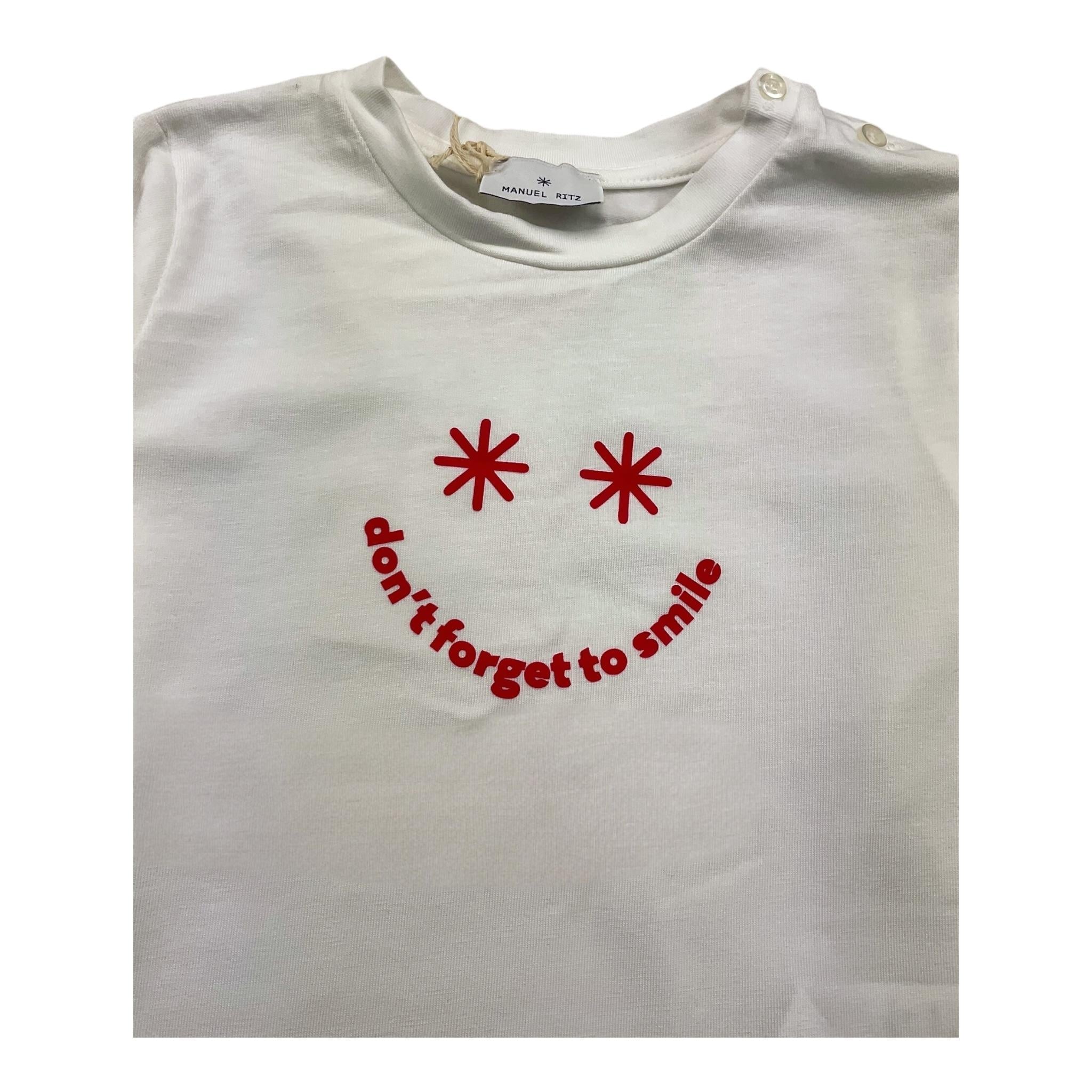 MANUEL RITZ shirt girocollo tinta unita con stampa in contrasto Bianco per Neonato MR2807 BIANCO MANUEL RITZ