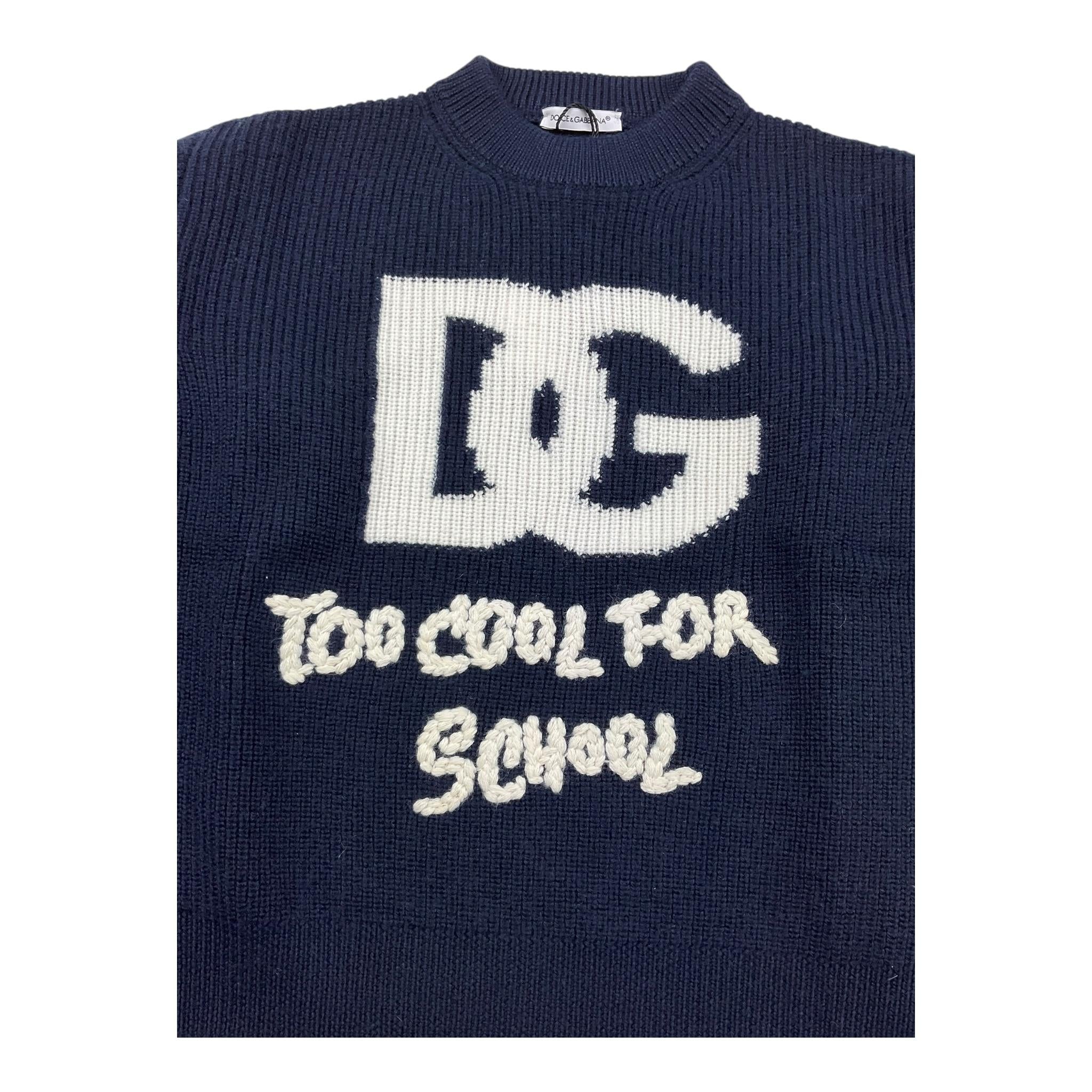 DOLCE & GABBANA maglia girocollo tinta unita con ricamo logo Blu per Bambino L5KWJ6 BLU DOLCE & GABBANA